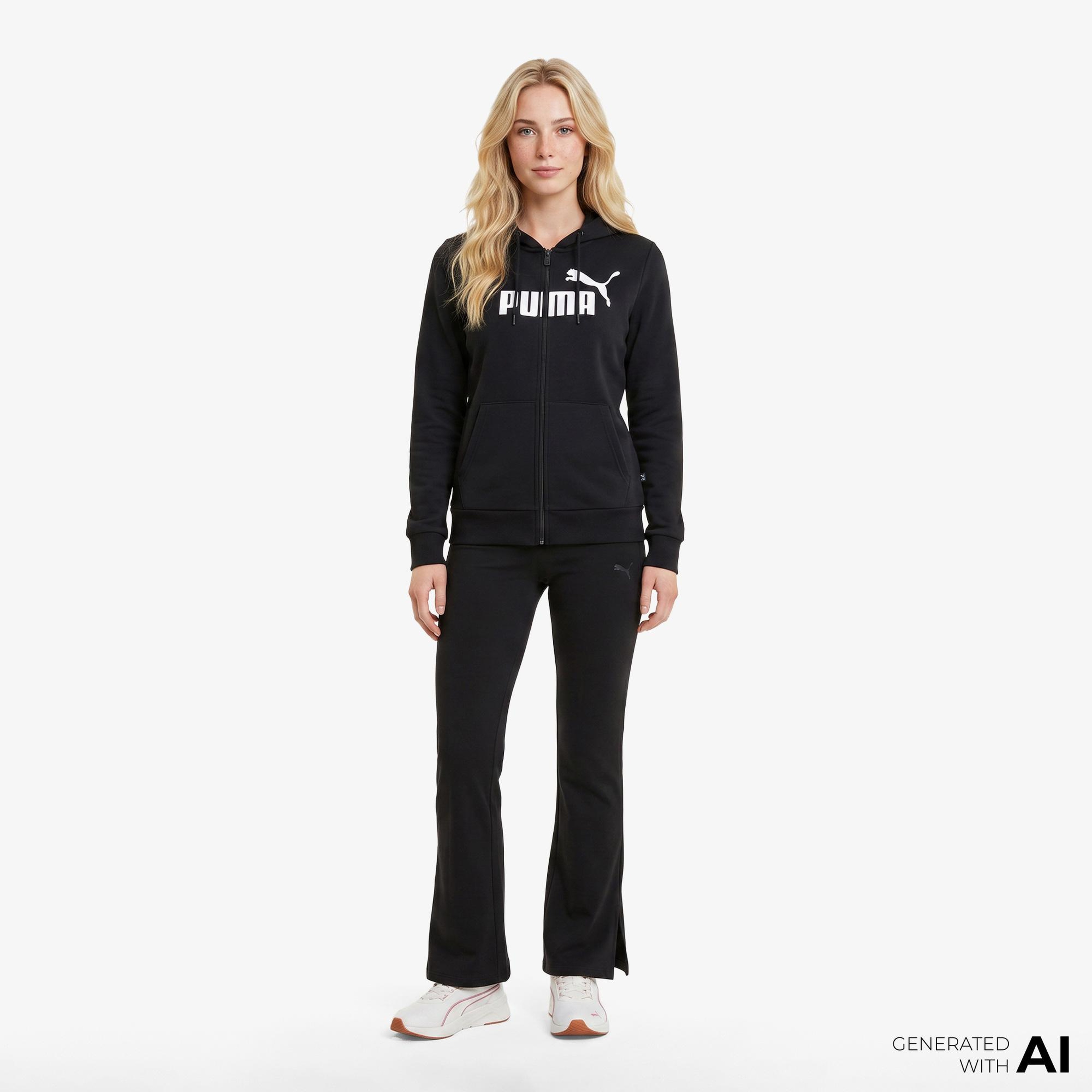 Puma Essentials Logo Full Zip Kadın Siyah Sweatshirt