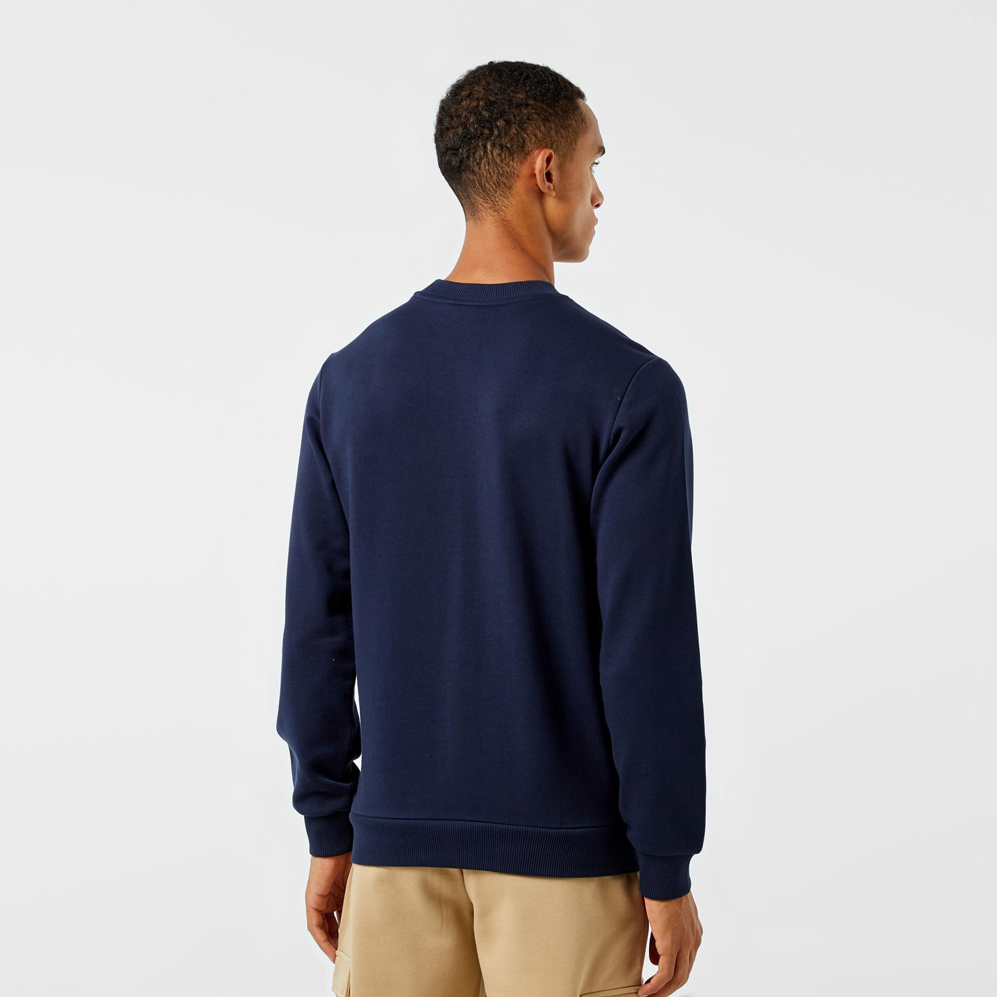 Erkek Regular Fit Bisiklet Yaka Baskılı Lacivert Sweatshirt