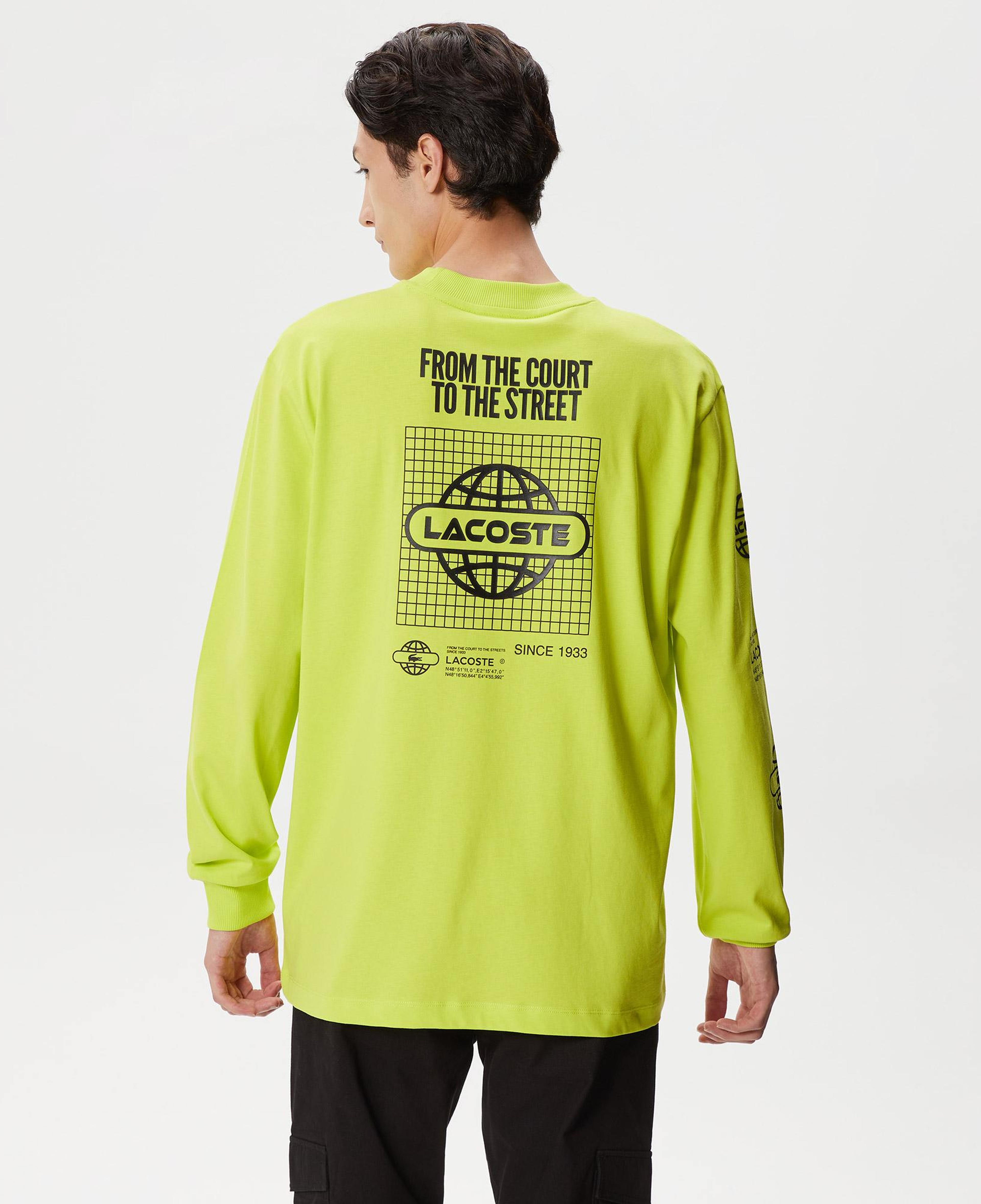 Erkek Relaxed Fit Uzun Kollu Bisiklet Yaka Baskılı Sarı T-Shirt