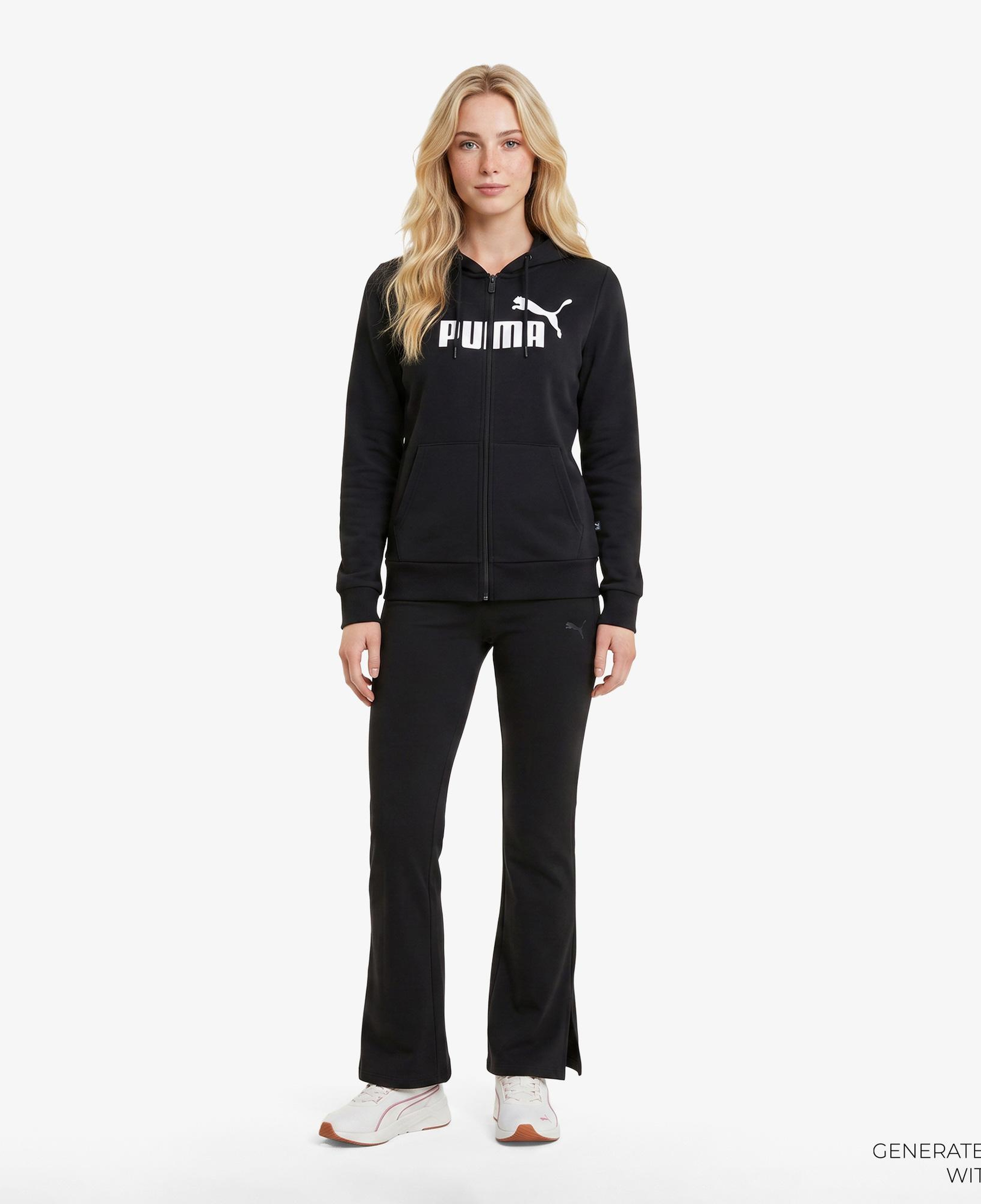 Puma Essentials Logo Full Zip Kadın Siyah Sweatshirt