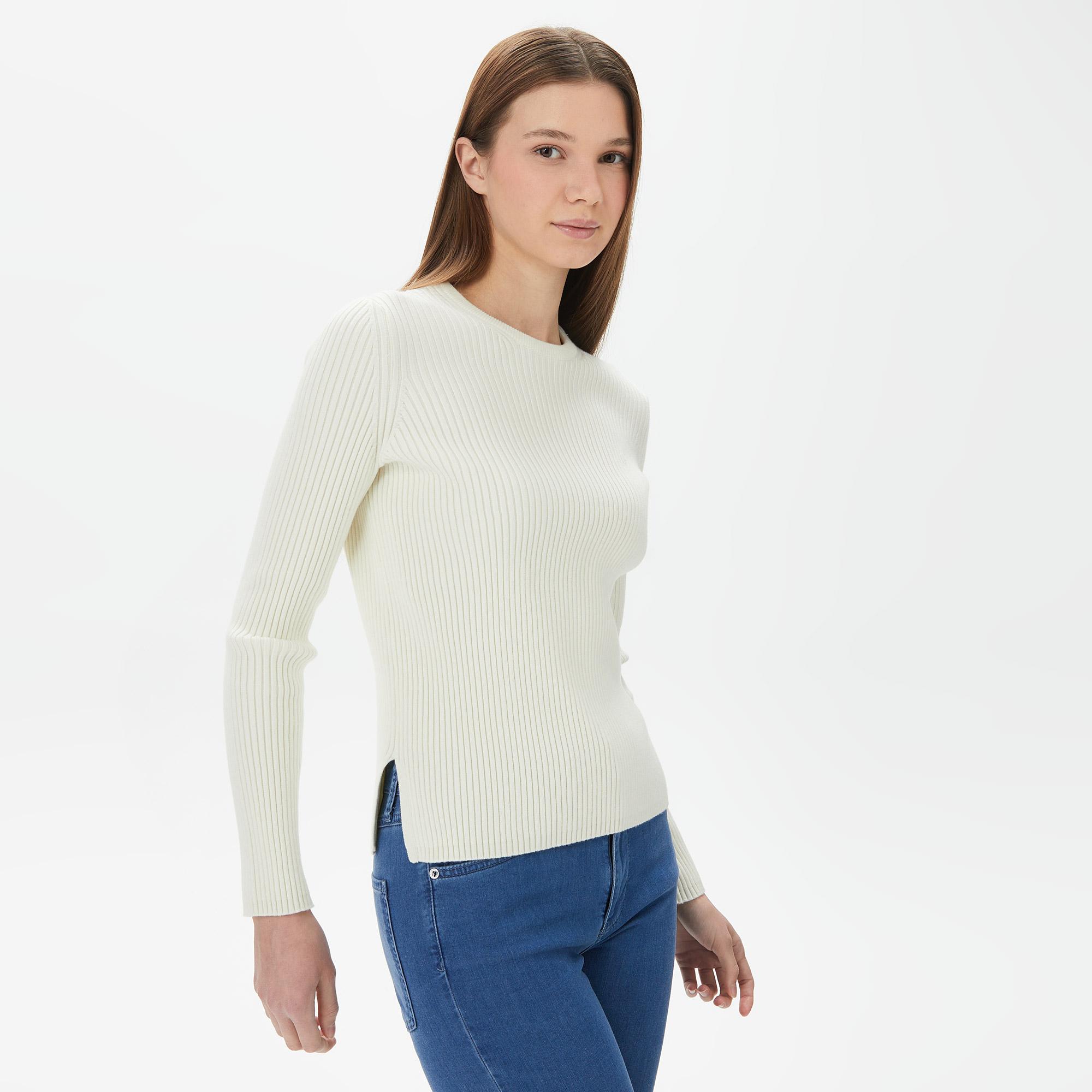 Nautica Kadın Beyaz Slim Fit Triko