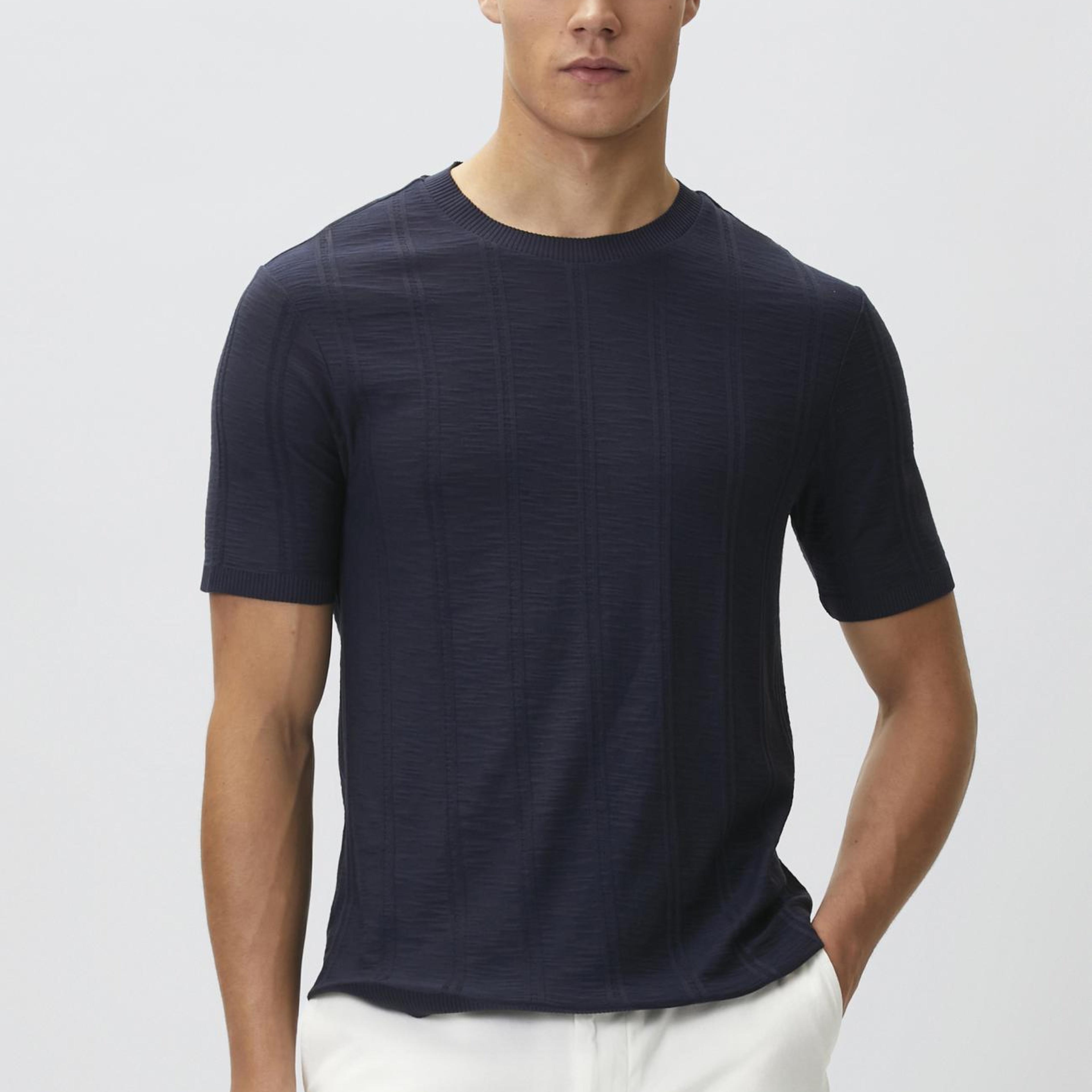 Network Erkek Lacivert Desenli T-shirt