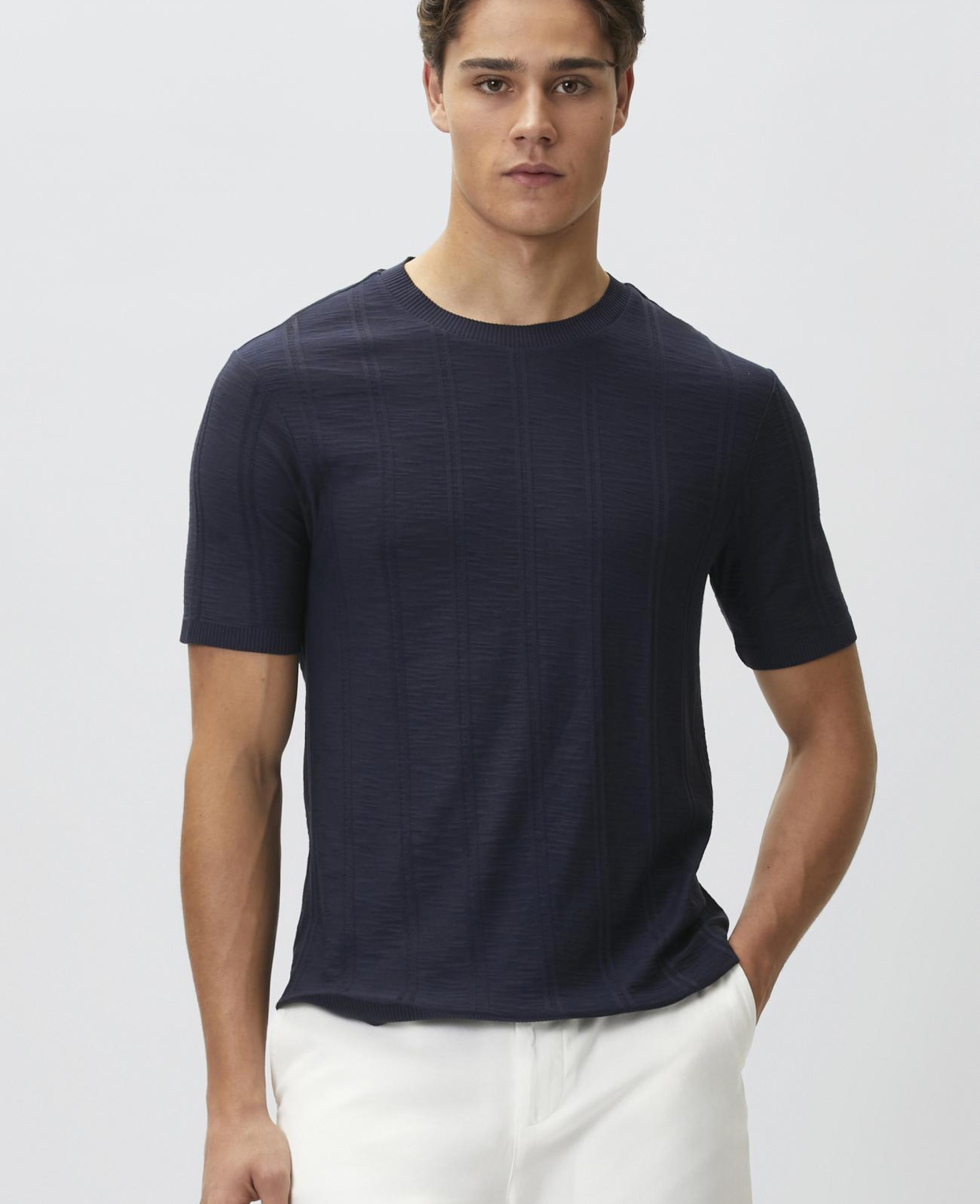 Network Erkek Lacivert Desenli T-shirt