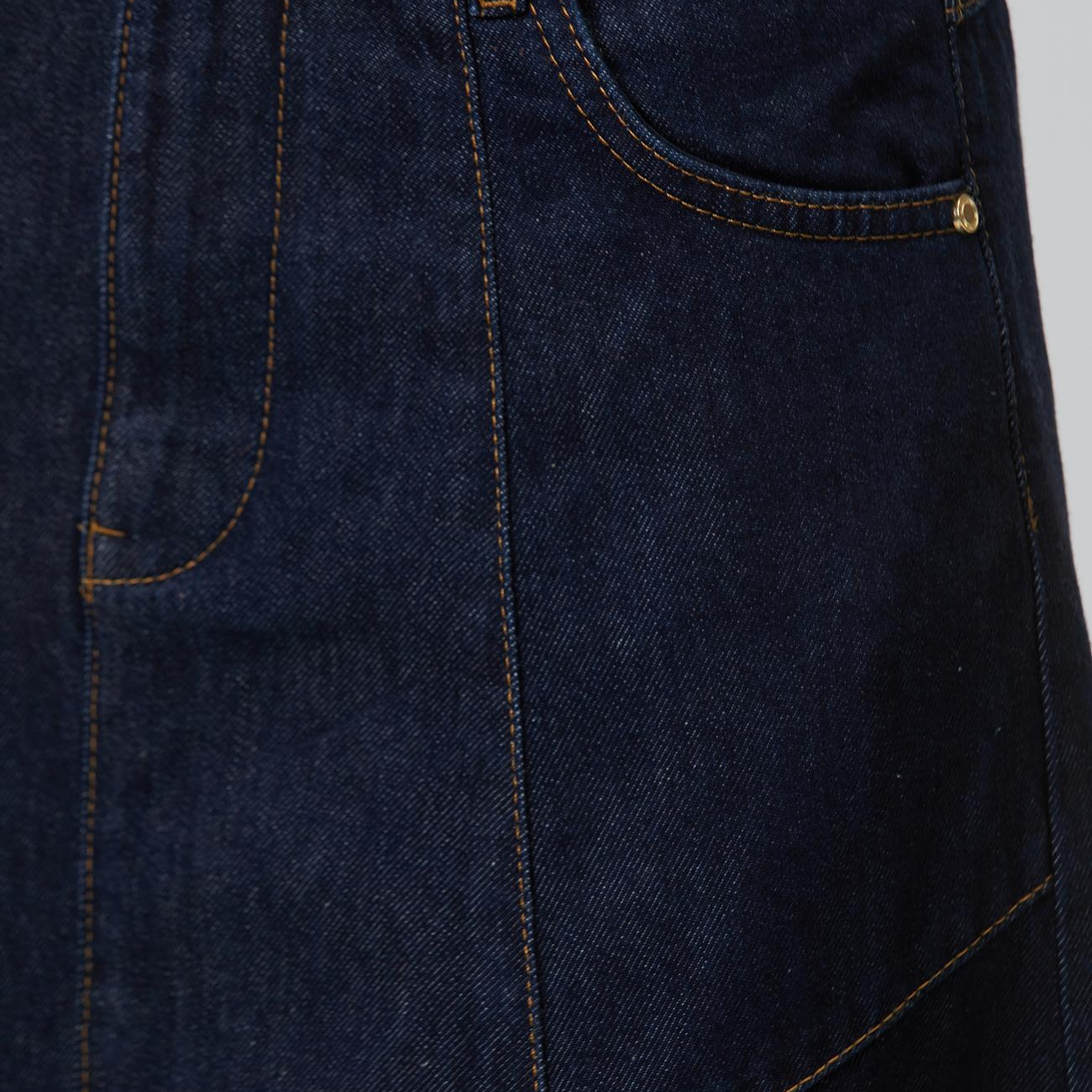 Network Kadın Indigo Dikiş Detaylı Denim Etek