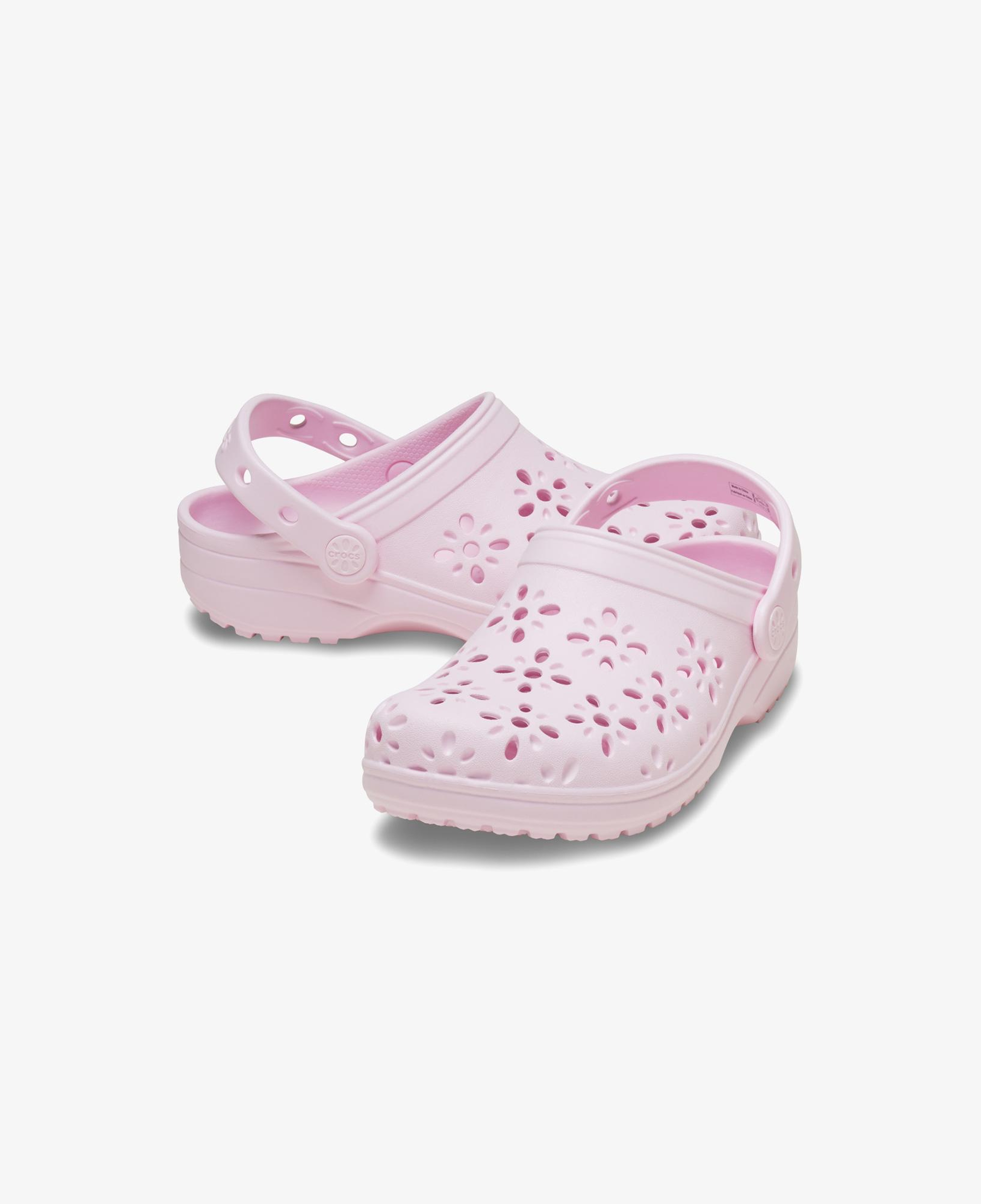 Crocs Classic Floral Cut Out Clog Çocuk Pembe Terlik