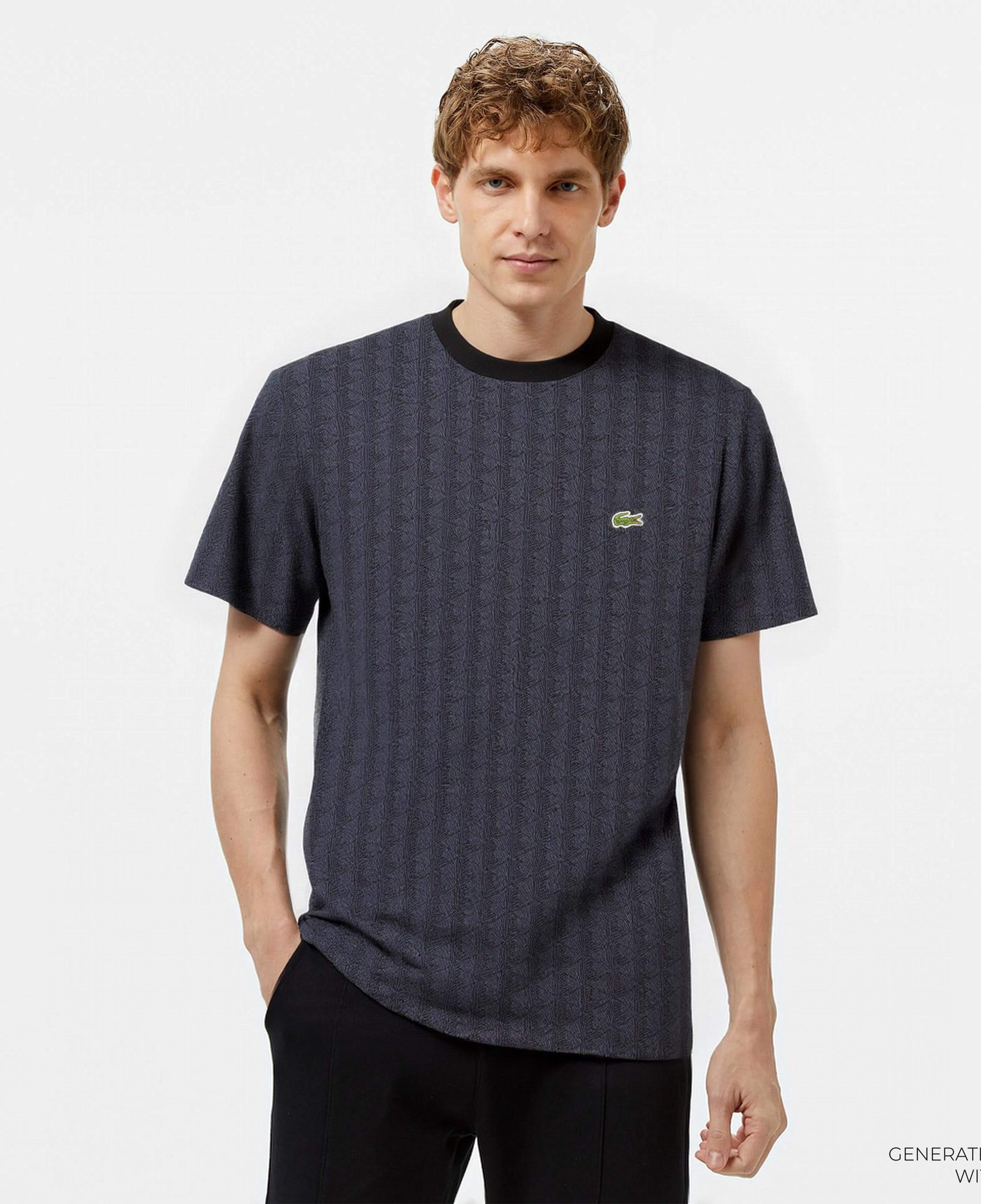 Lacoste Monogram Jersey Erkek Gri T-Shirt