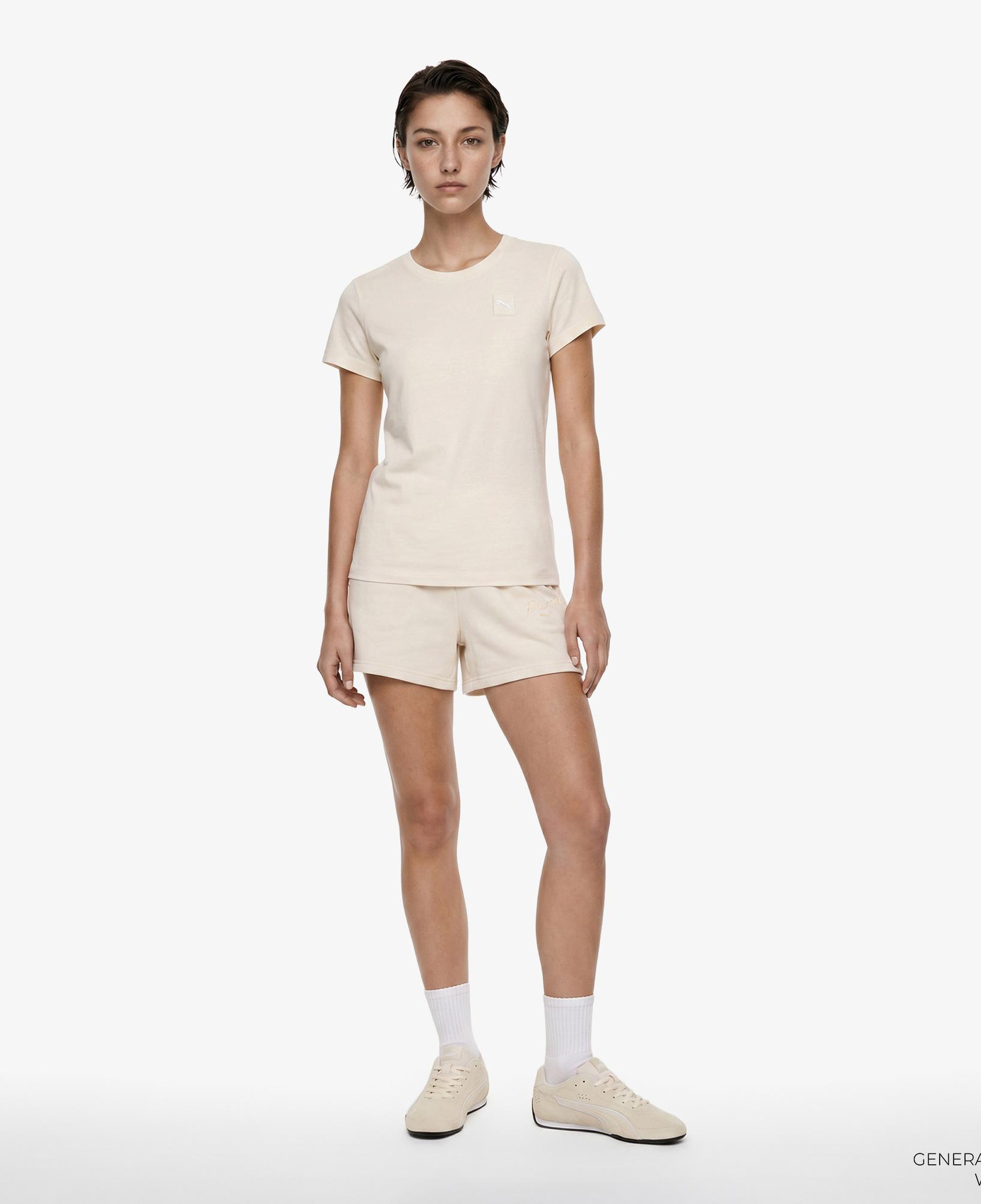 Puma Ess Script High-Waist Kadın Krem Şort