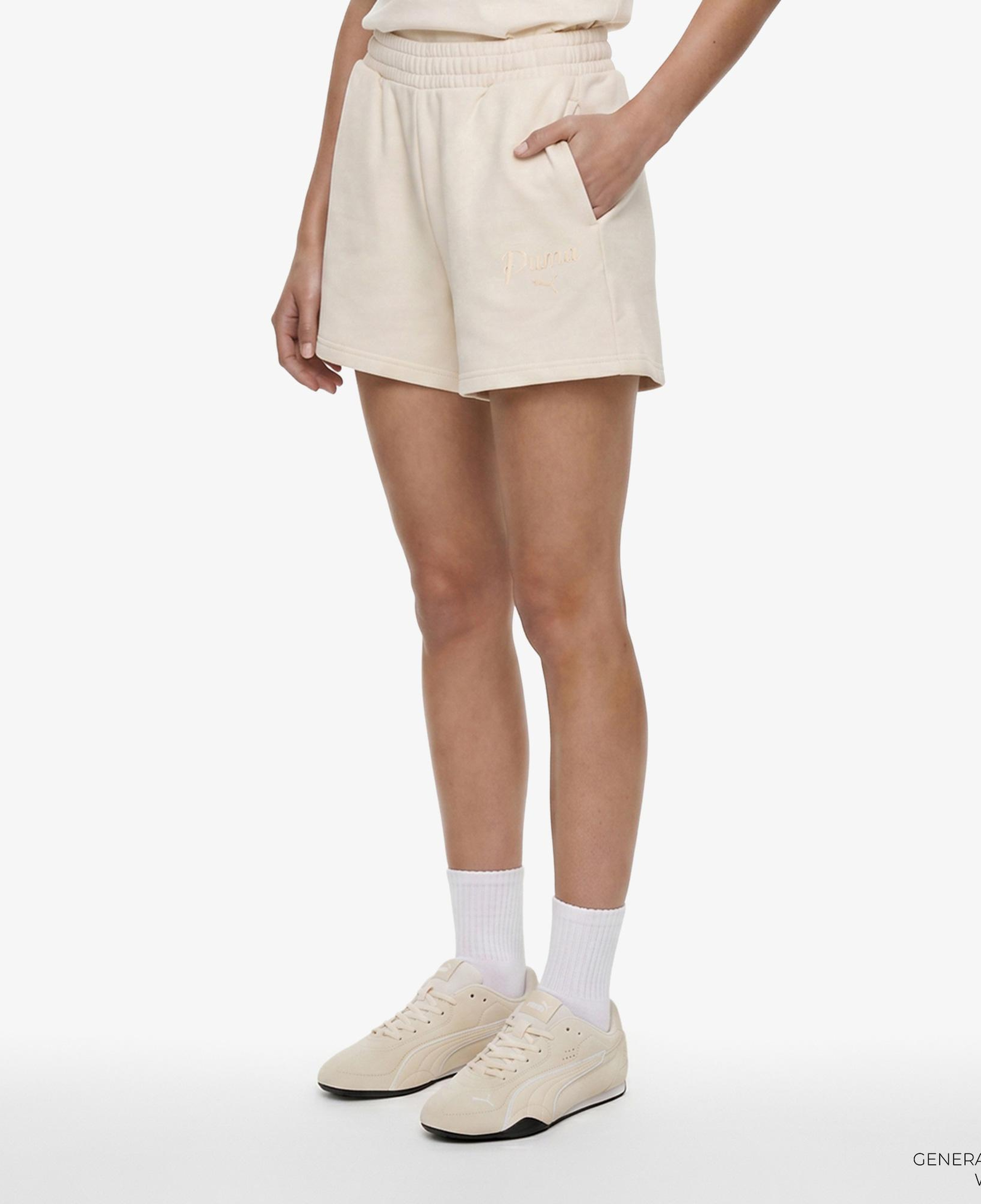 Puma Ess Script High-Waist Kadın Krem Şort