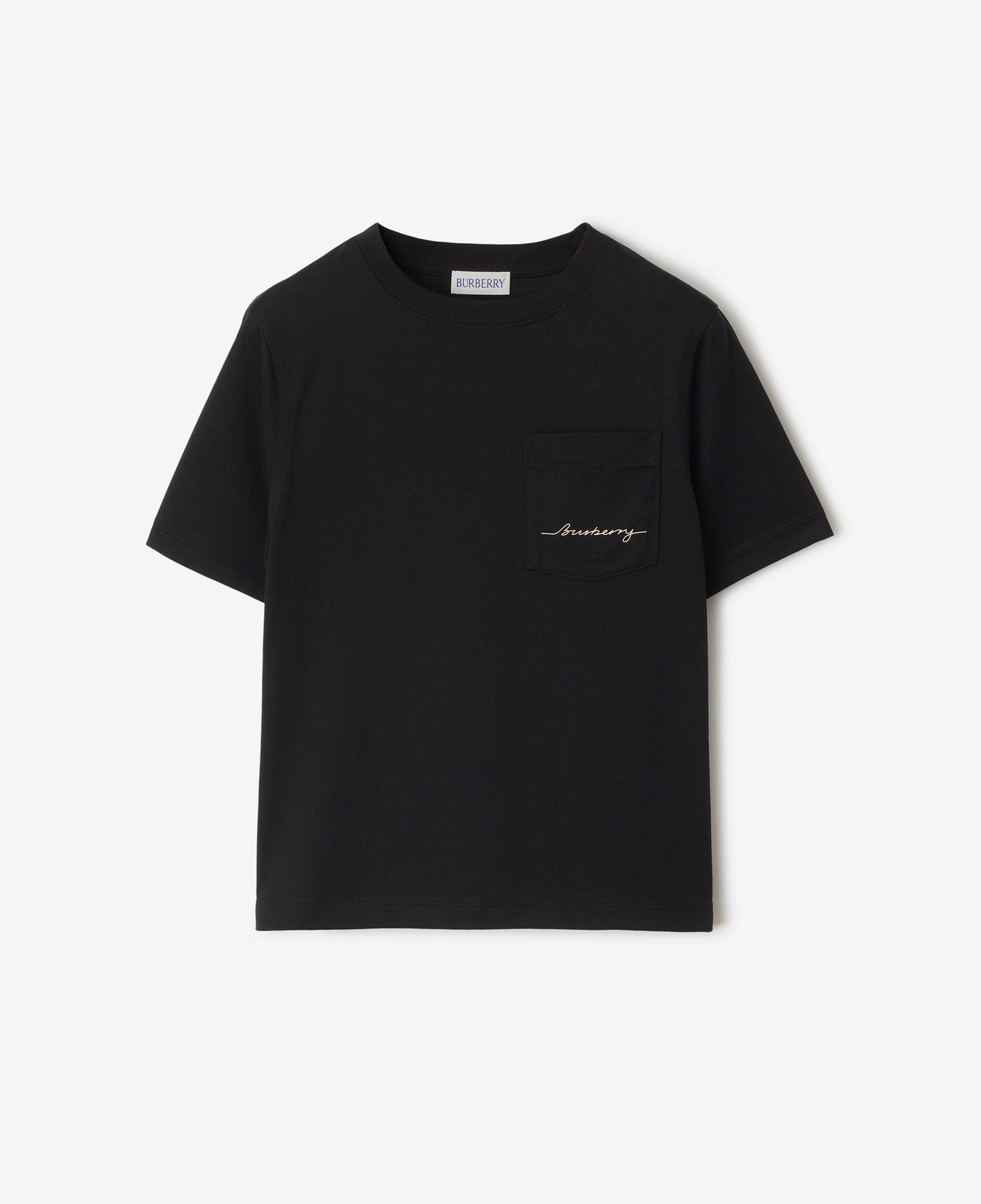 Burberry Cedar Logo Cotton Çocuk Siyah T-Shirt