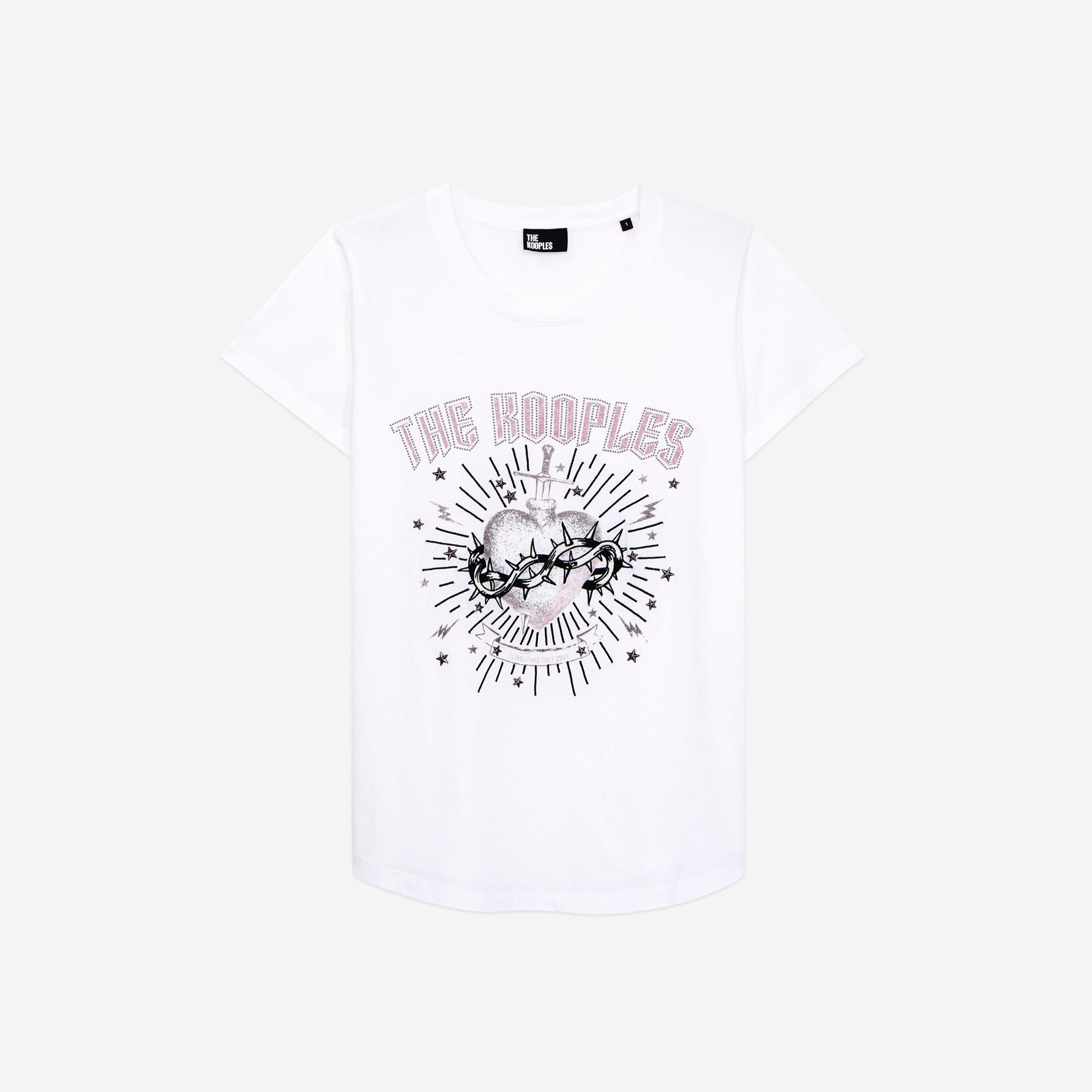 KADIN BİSİKLET YAKA BASKILI BEYAZ Modal Karışımlı T-SHIRT