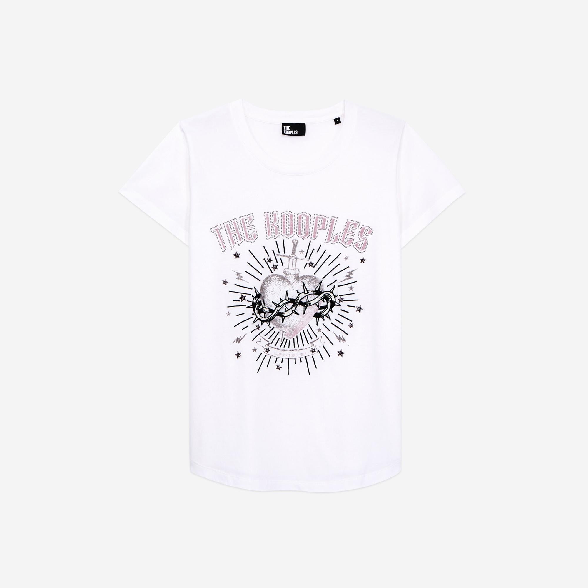 KADIN BİSİKLET YAKA BASKILI BEYAZ Modal Karışımlı T-SHIRT