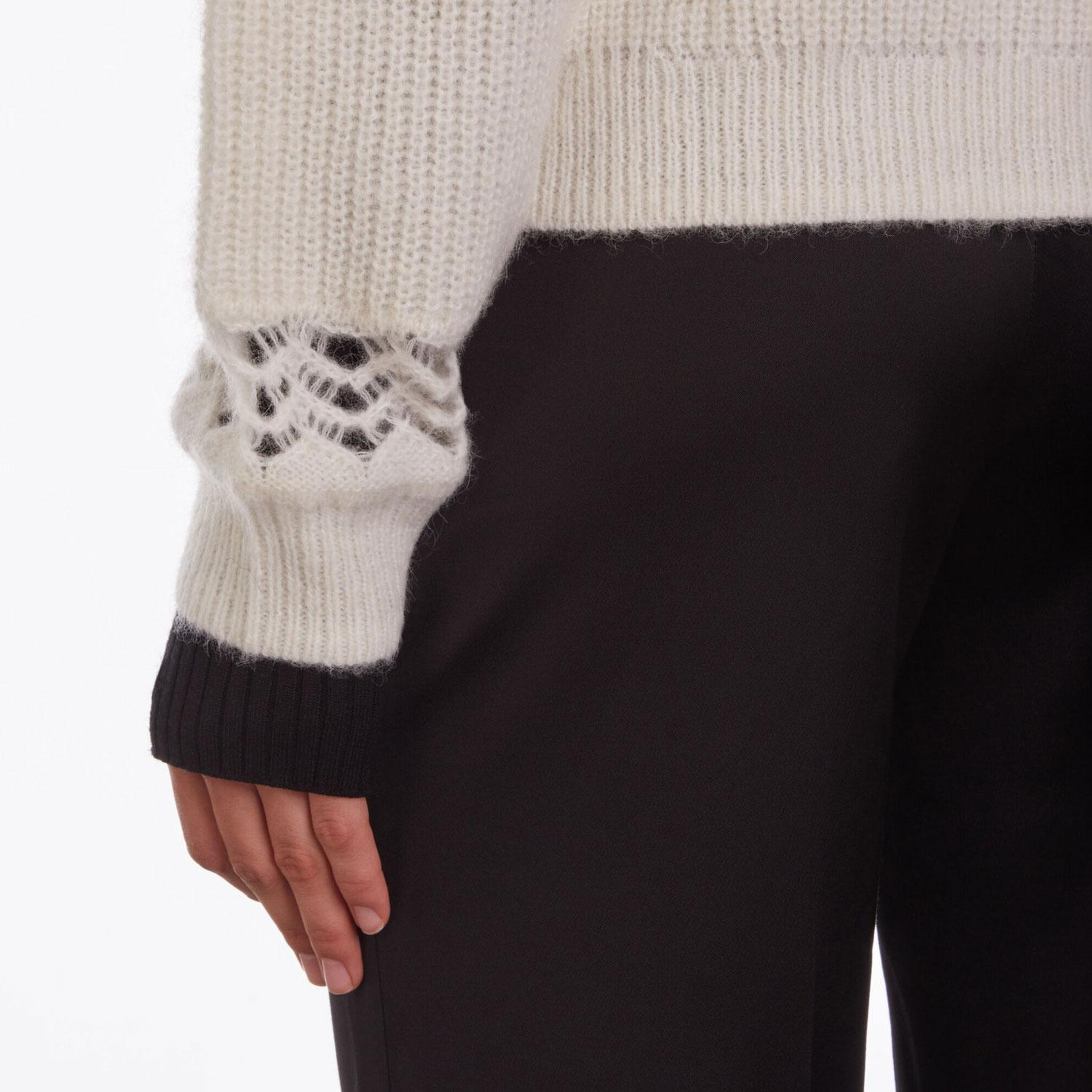 KADIN COMFORT FIT V YAKA BEJ Yün Karışımlı Hırka