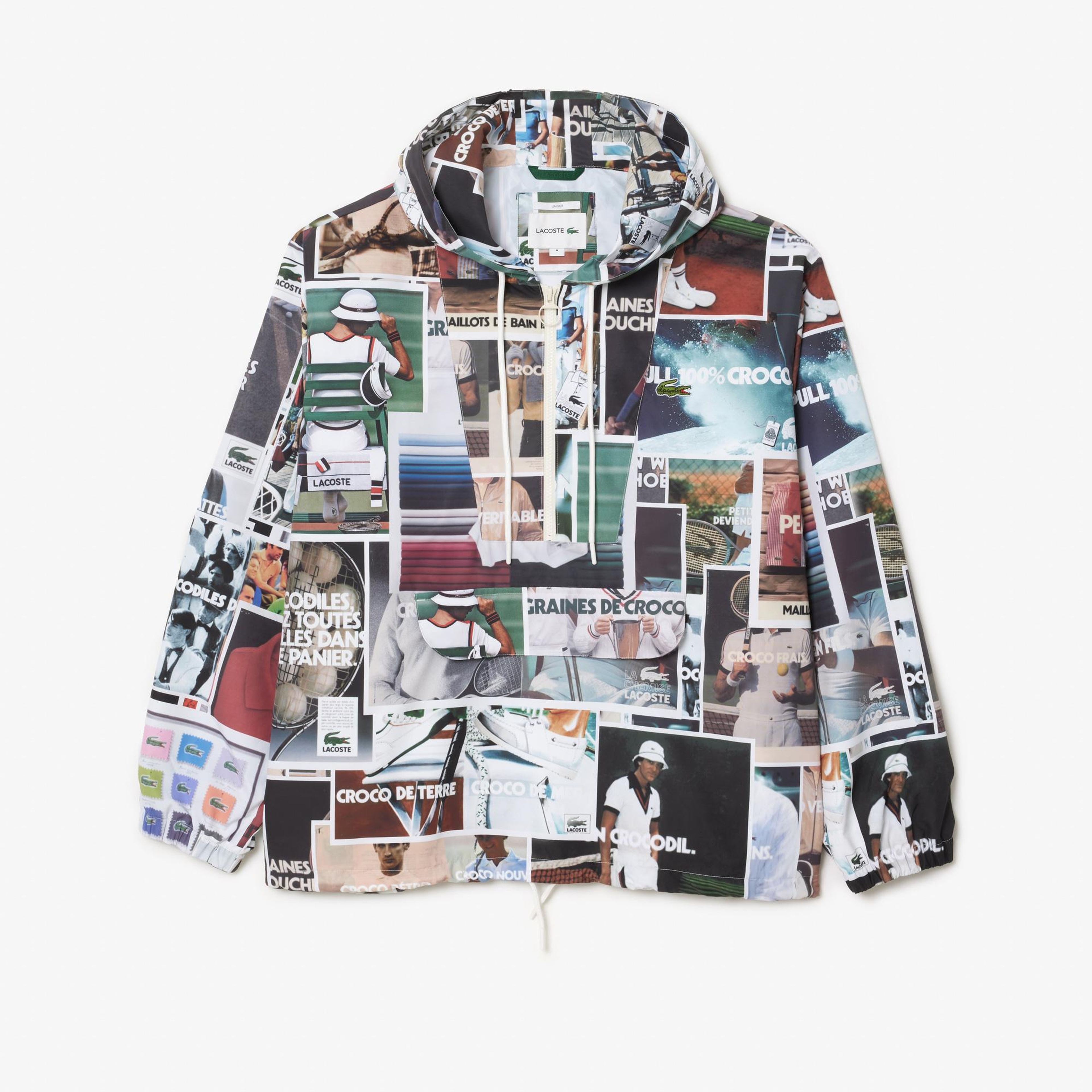 Unisex Kapüşonlu Baskılı Renkli Mont