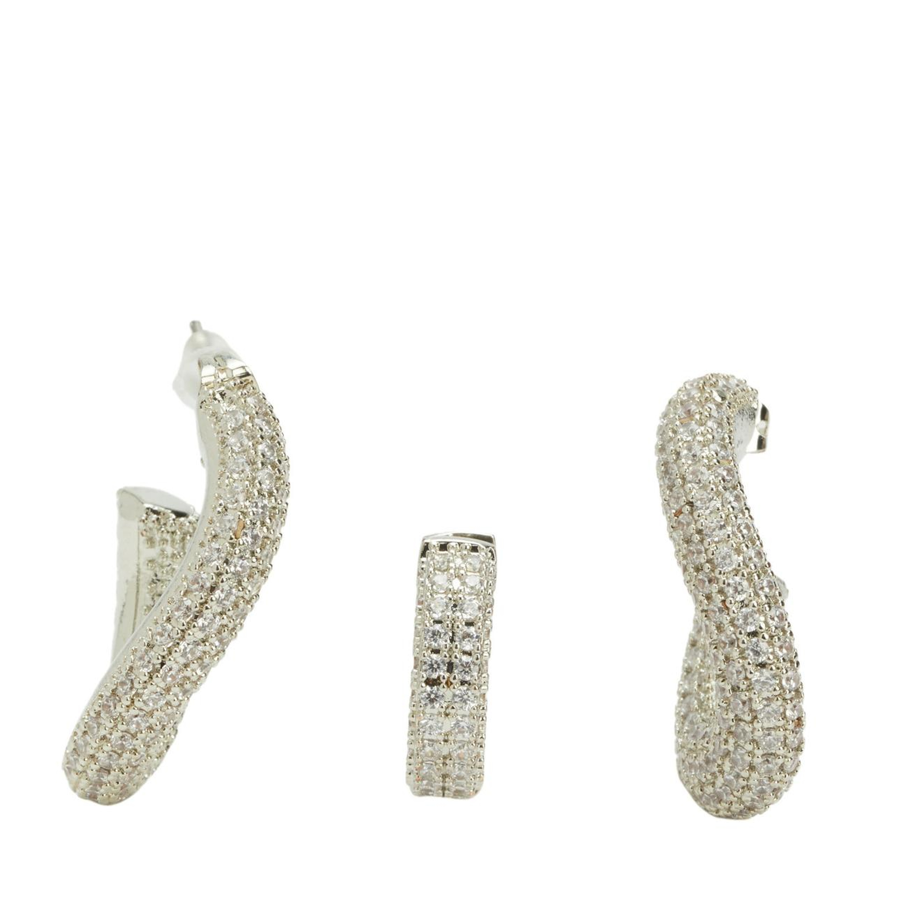 Network Kadın Silver Cuff Detaylı Halka Küpe
