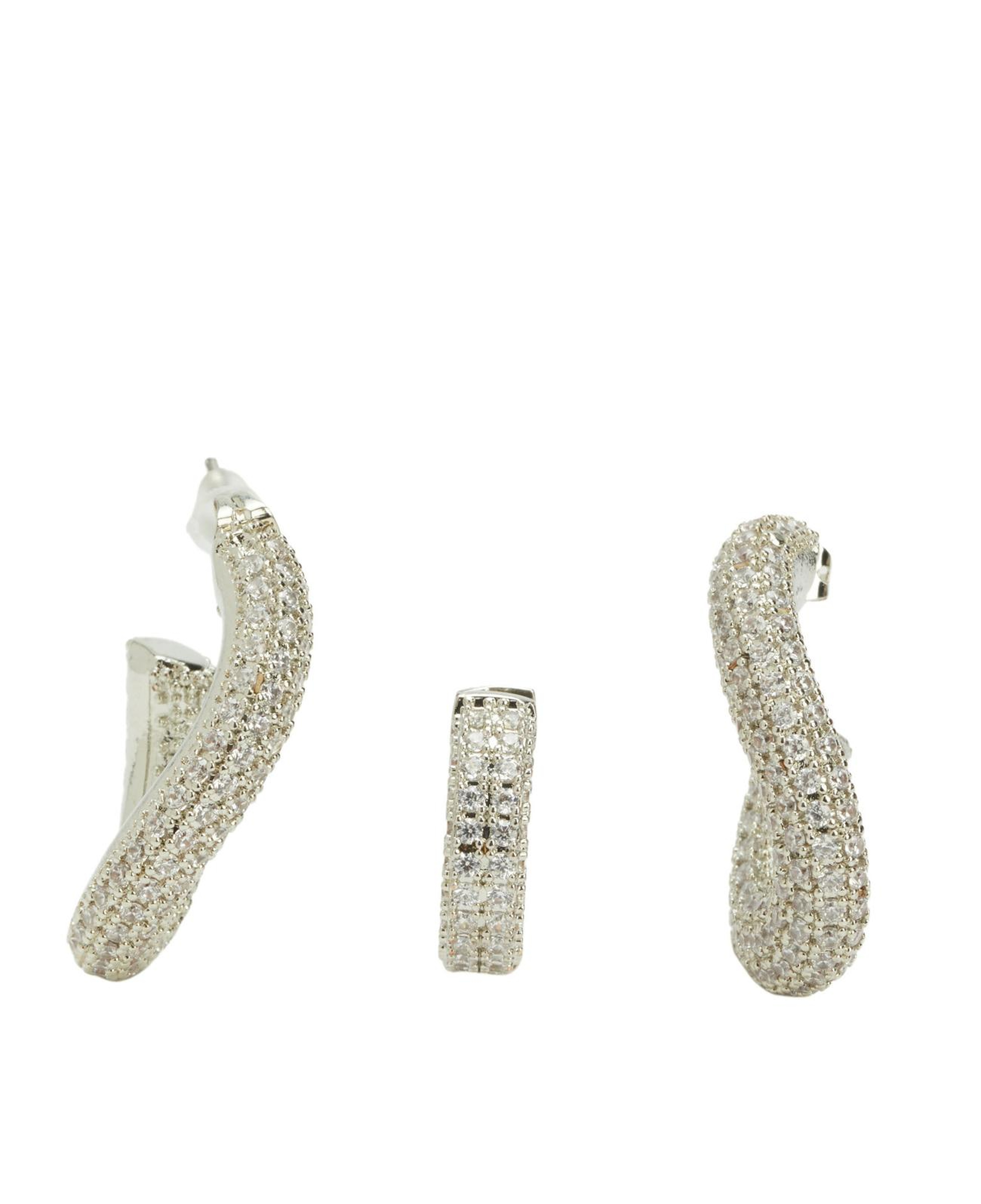 Network Kadın Silver Cuff Detaylı Halka Küpe