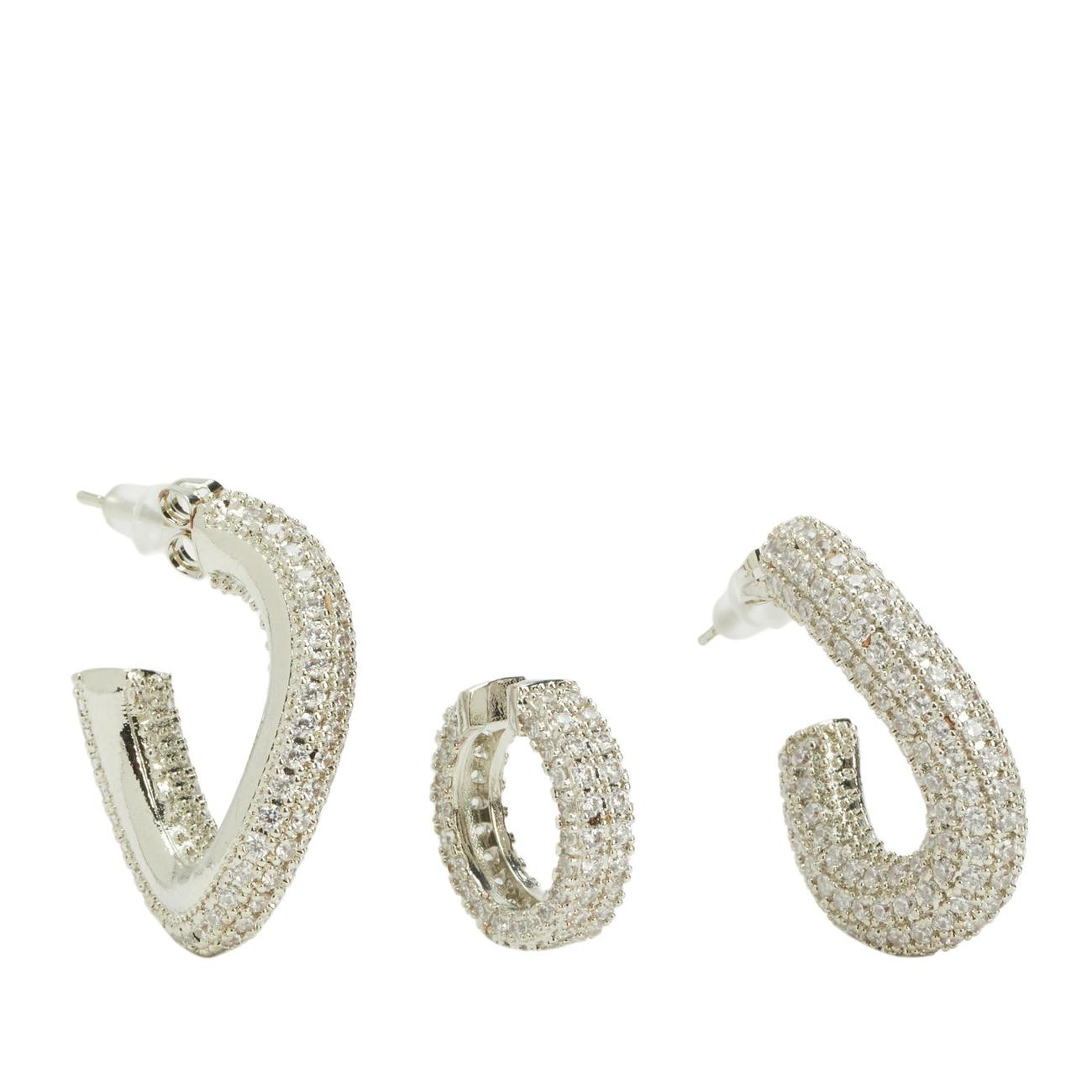 Network Kadın Silver Cuff Detaylı Halka Küpe