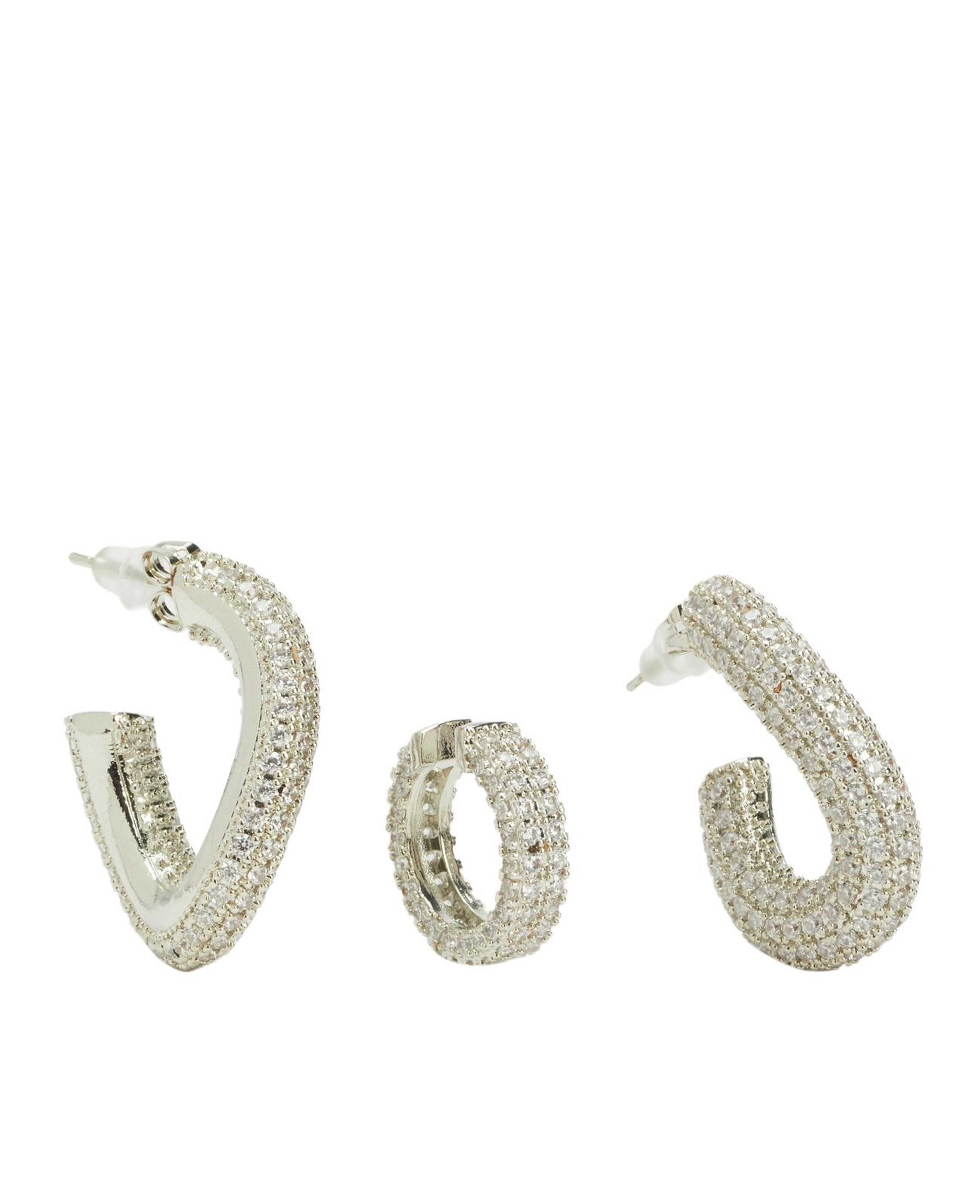 Network Kadın Silver Cuff Detaylı Halka Küpe
