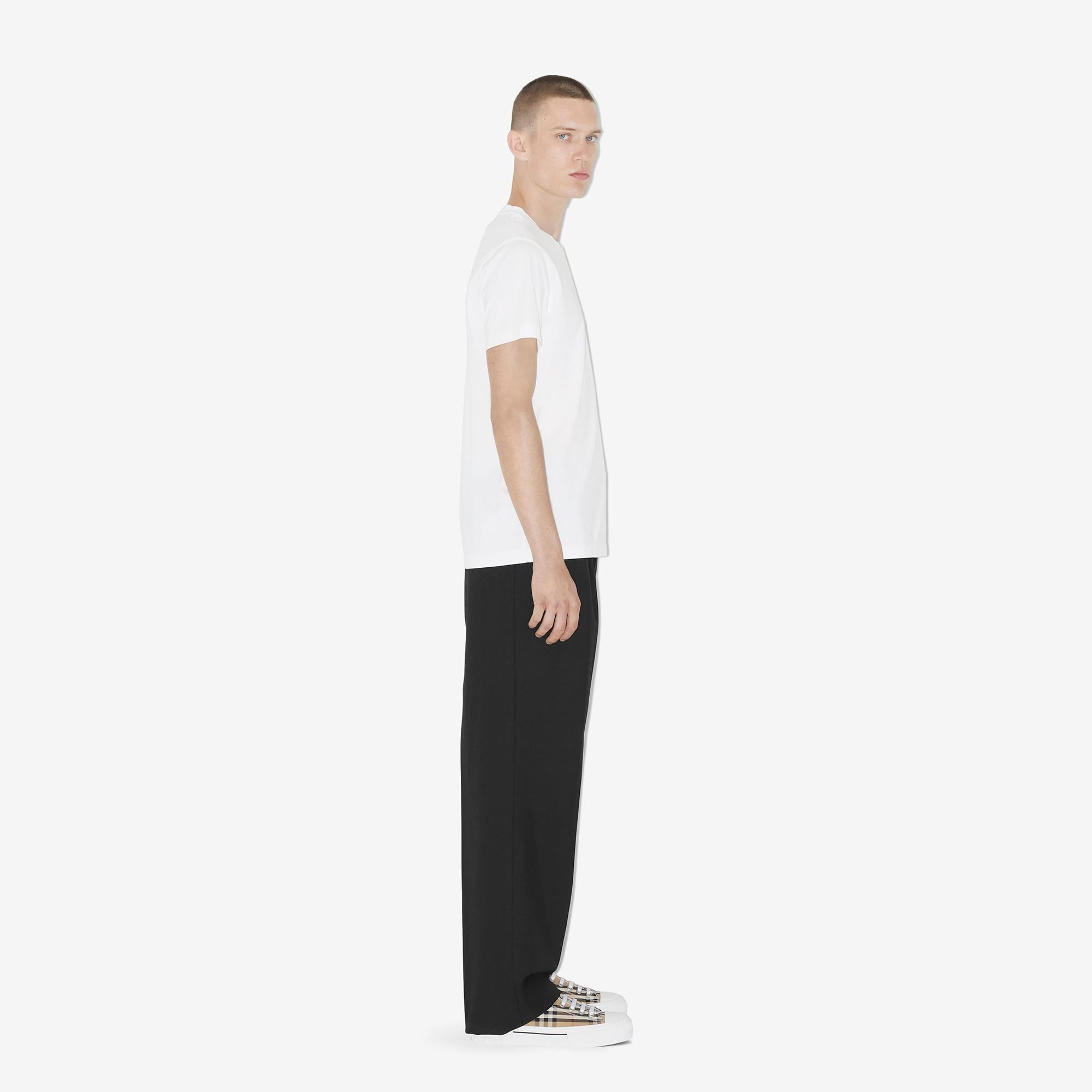 Burberry Parker Cotton Erkek Beyaz T-Shirt
