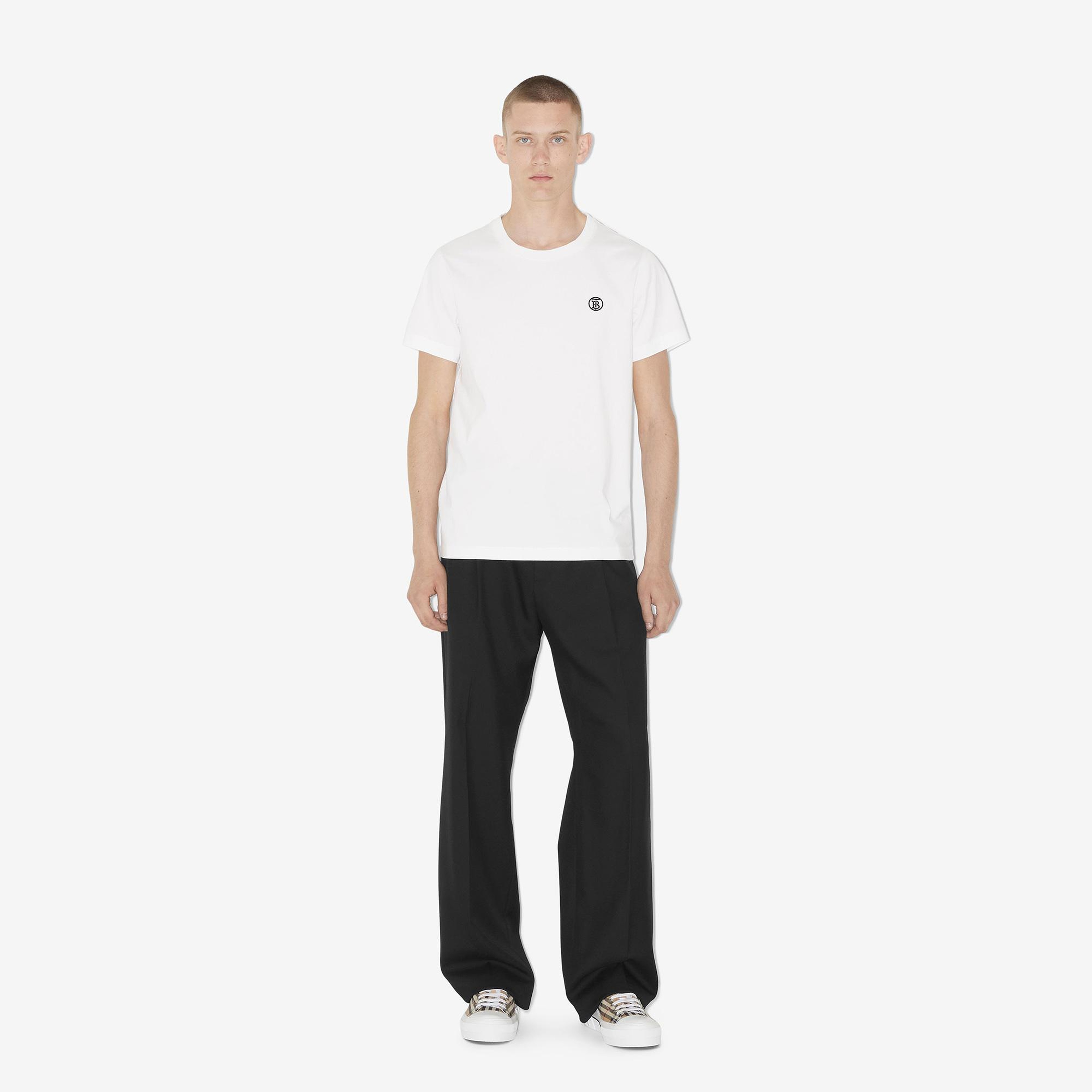 Burberry Parker Cotton Erkek Beyaz T-Shirt