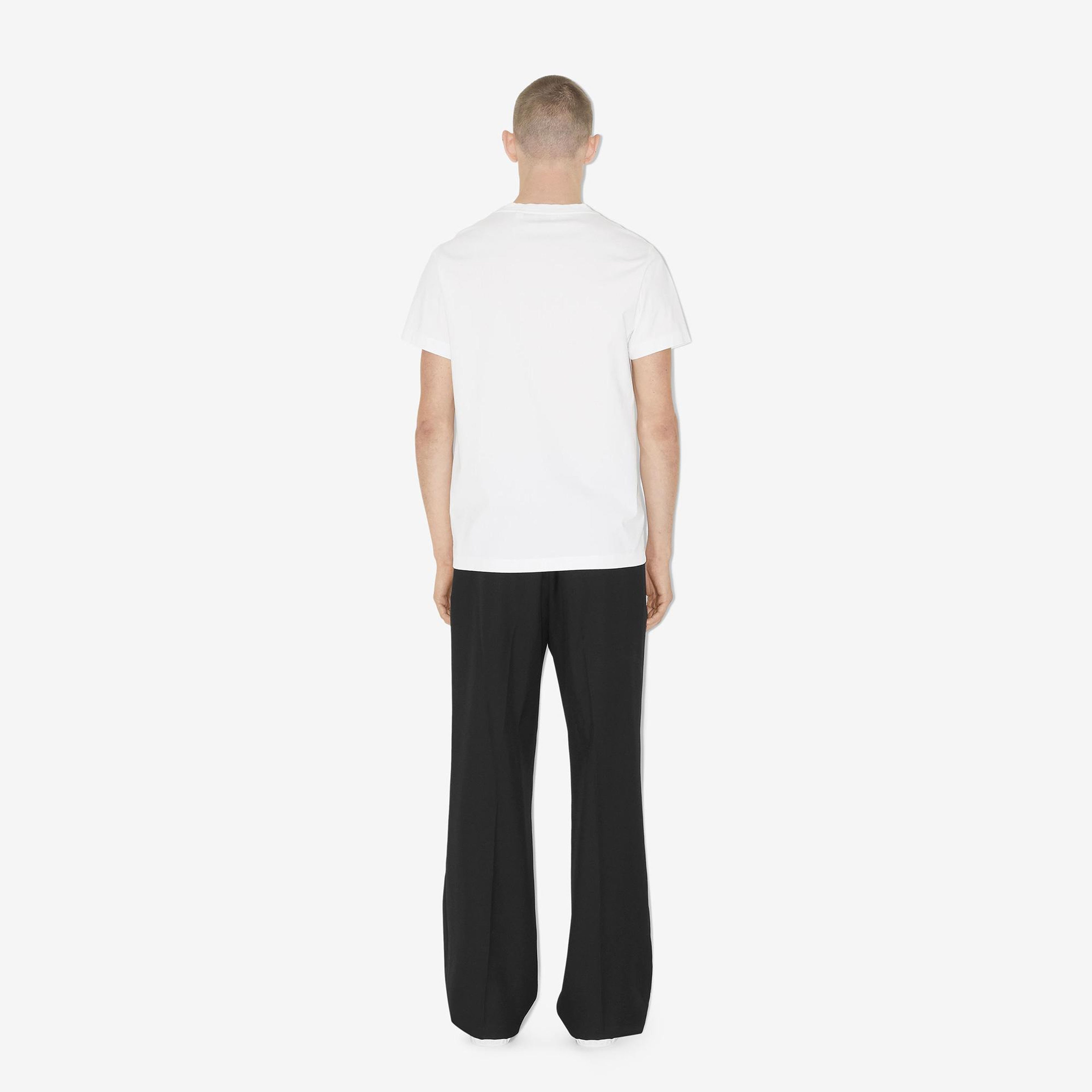 Burberry Parker Cotton Erkek Beyaz T-Shirt