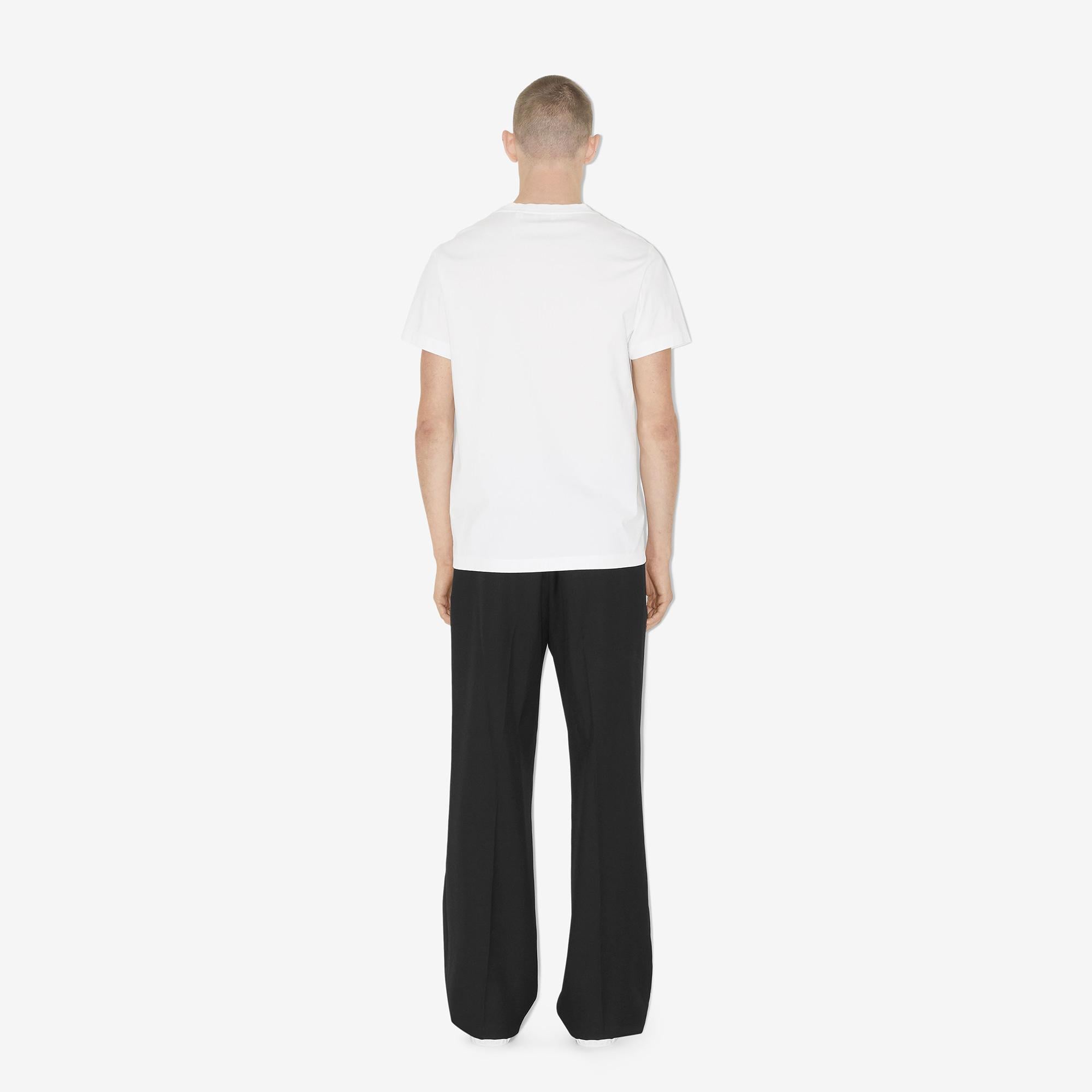 Burberry Parker Cotton Erkek Beyaz T-Shirt