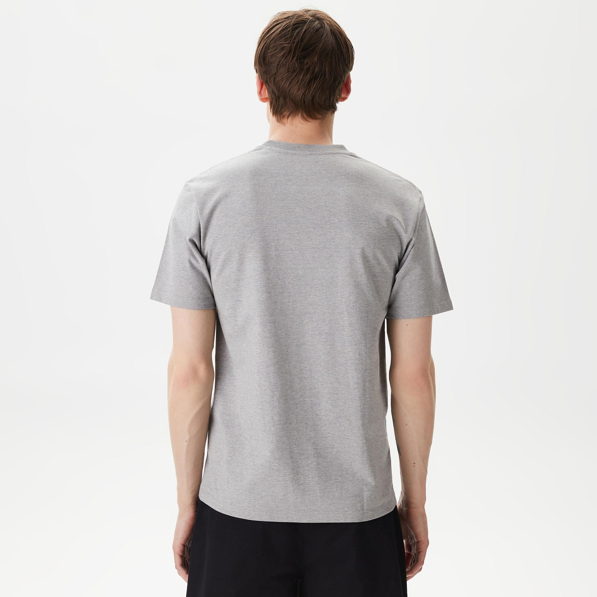 ERKEK BASKILI BİSİKLET YAKA GRİ T-SHIRT