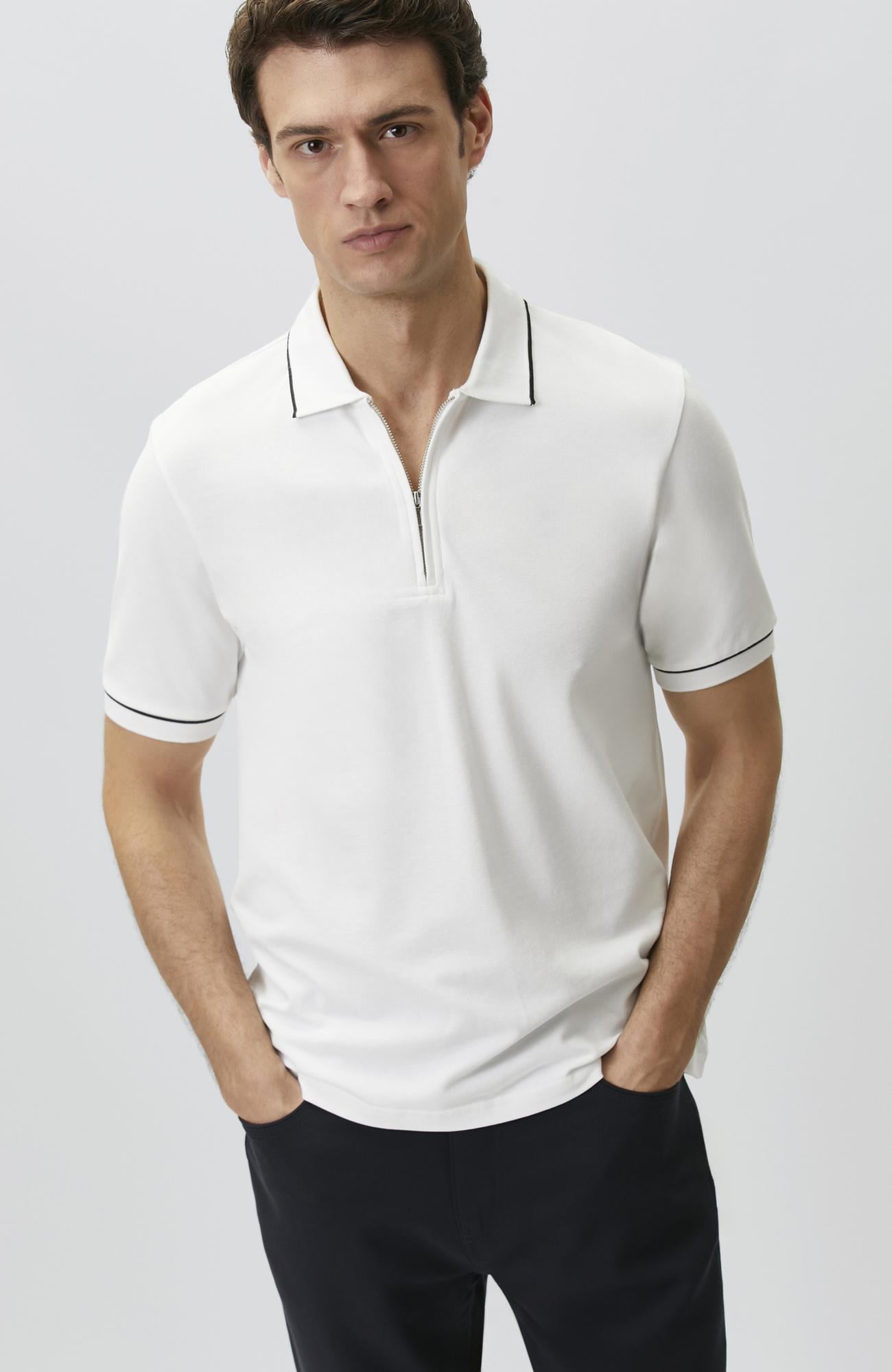 Network Erkek Beyaz Polo Pike T-shirt