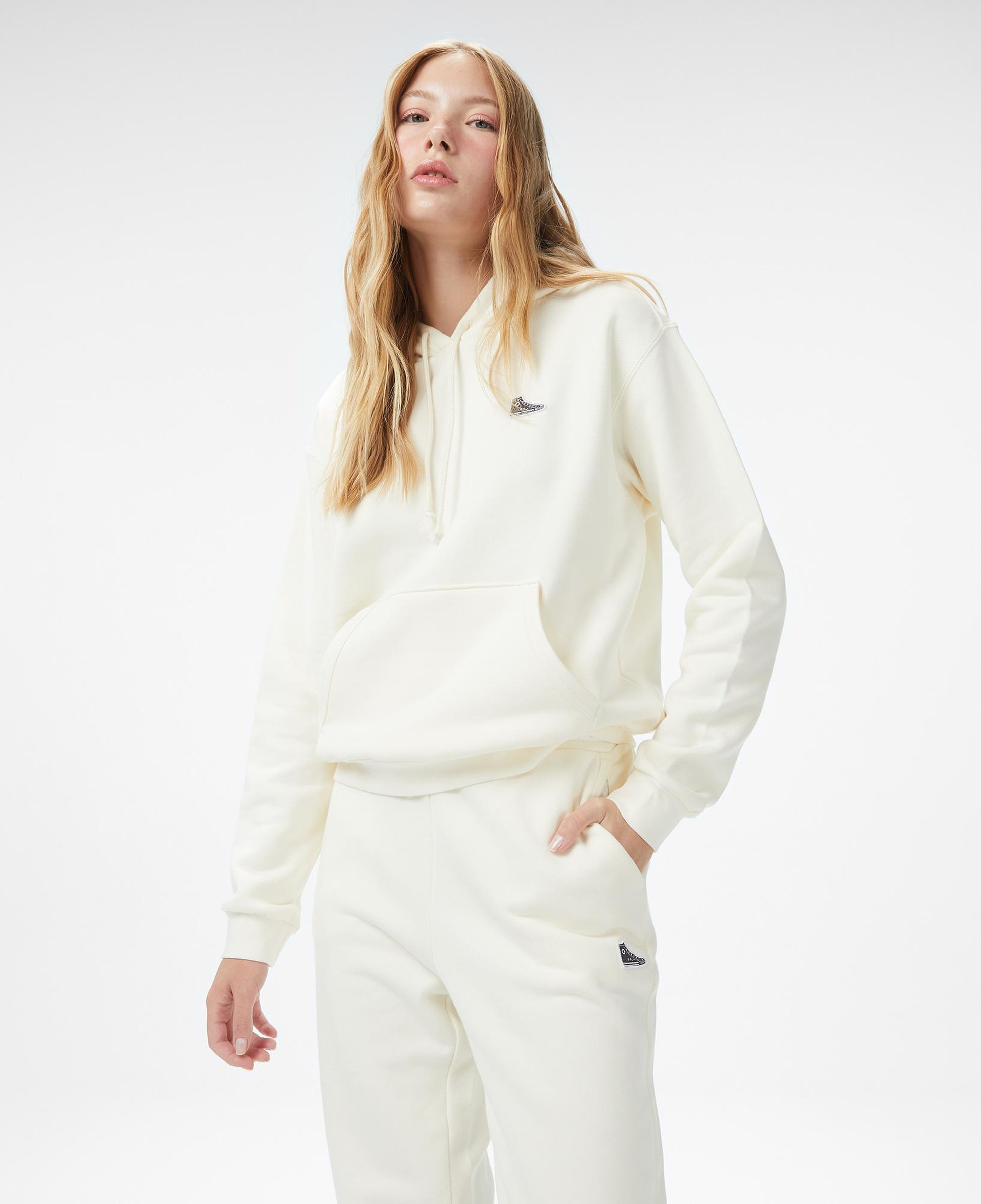 Converse Baskılı Kadın Krem Sweatshirt