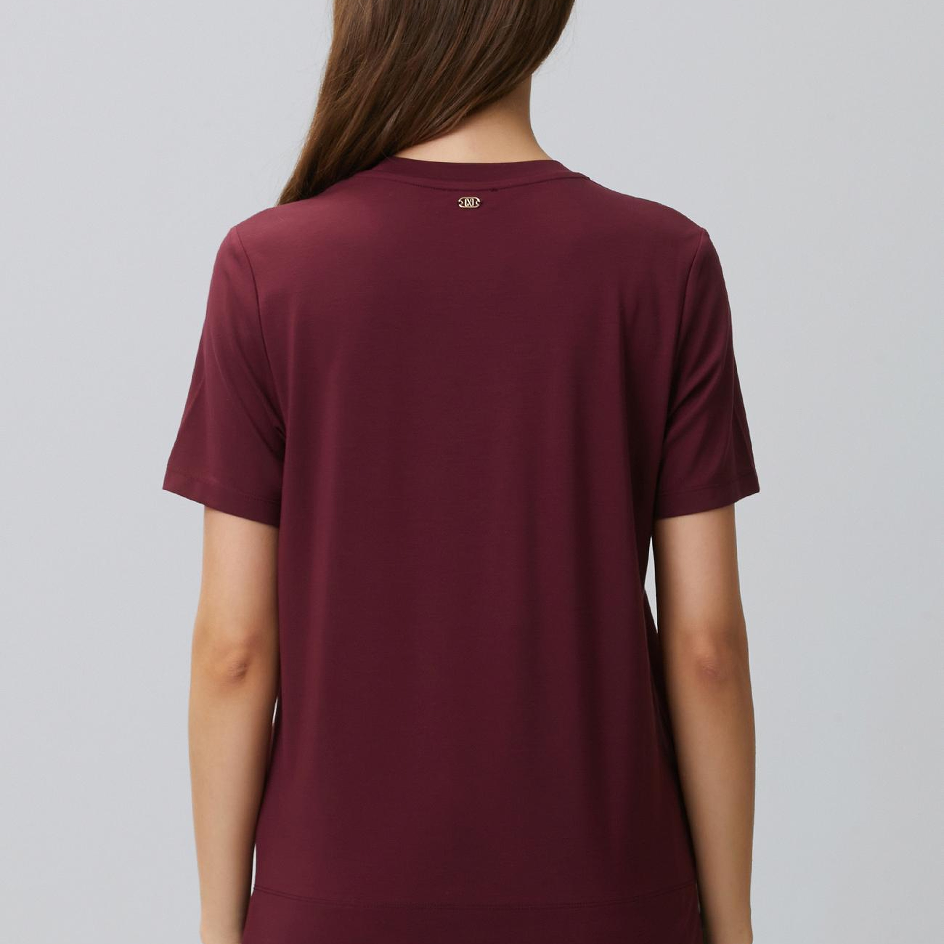 Network Kadın Bordo Basic Bisiklet Yaka T-shirt
