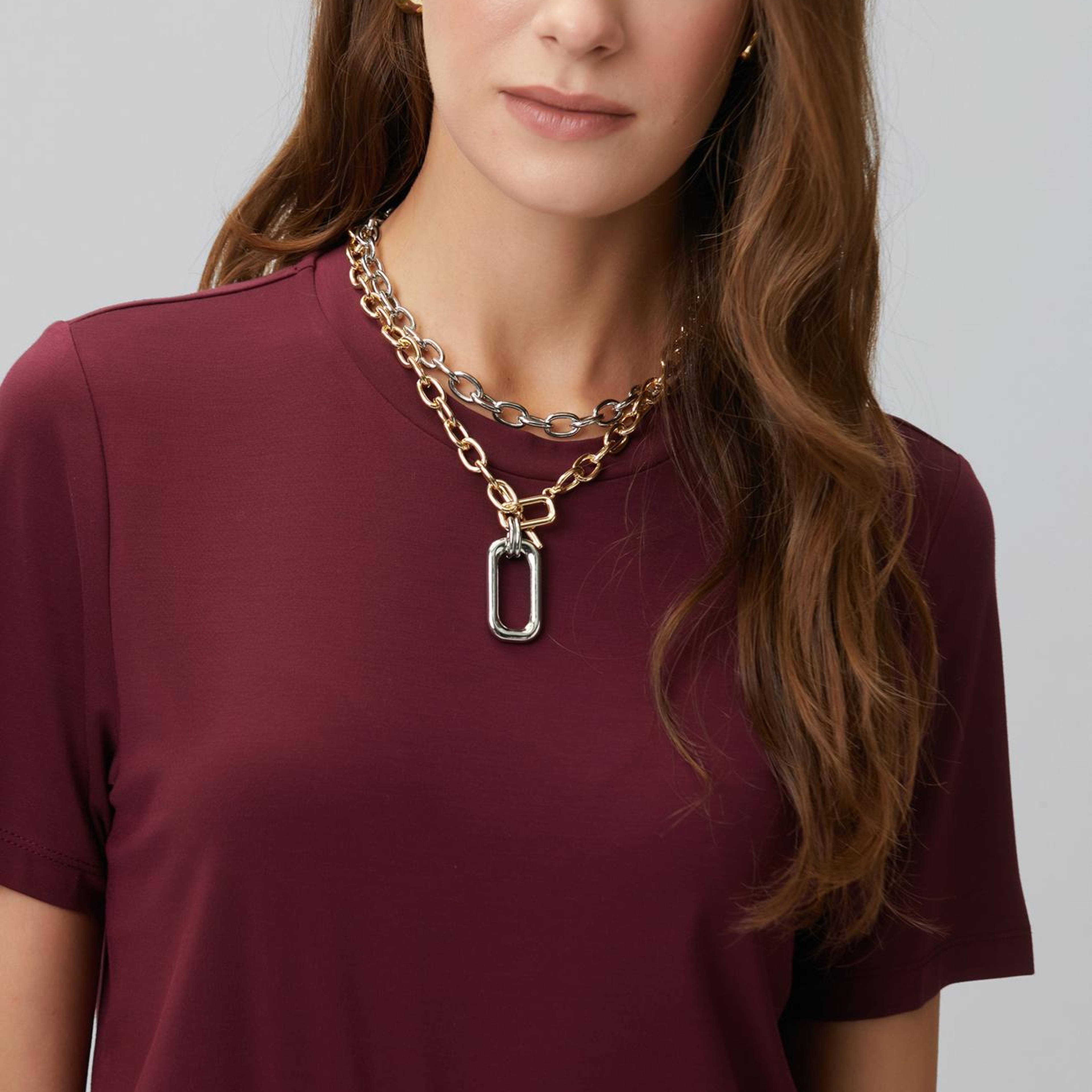 Network Kadın Bordo Basic Bisiklet Yaka T-shirt
