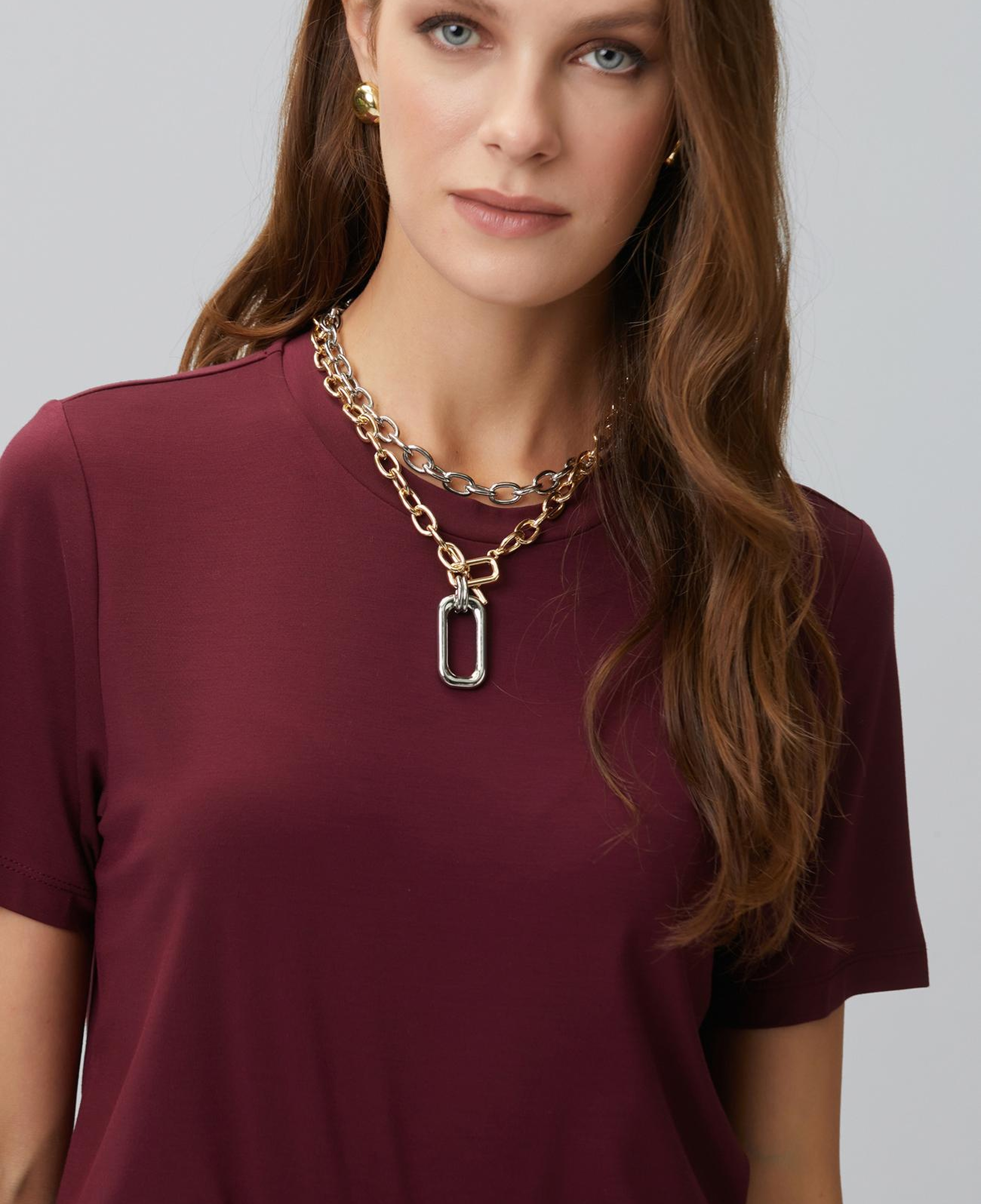 Network Kadın Bordo Basic Bisiklet Yaka T-shirt