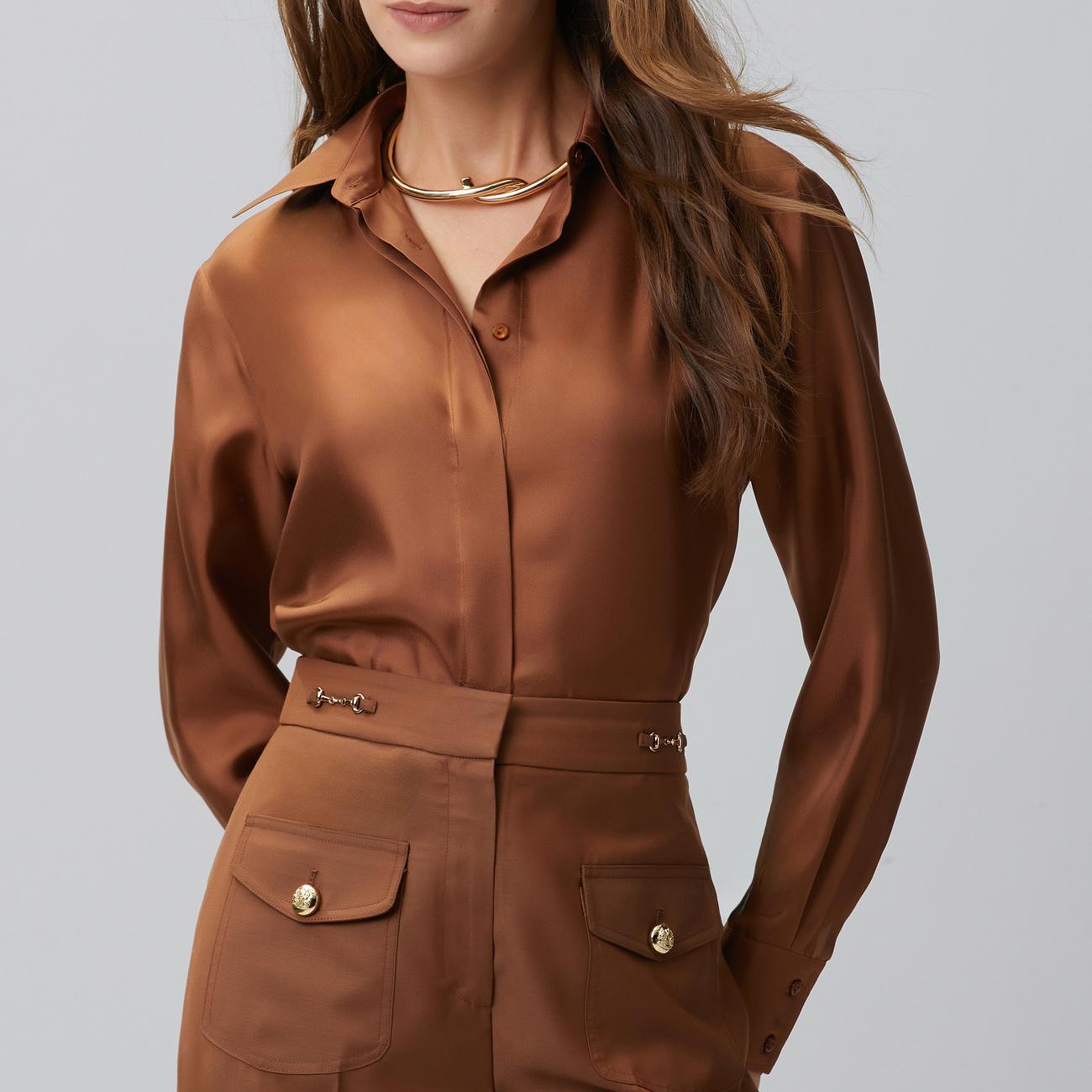 Network Kadın Tarçın Limited İpek Twill Gömlek
