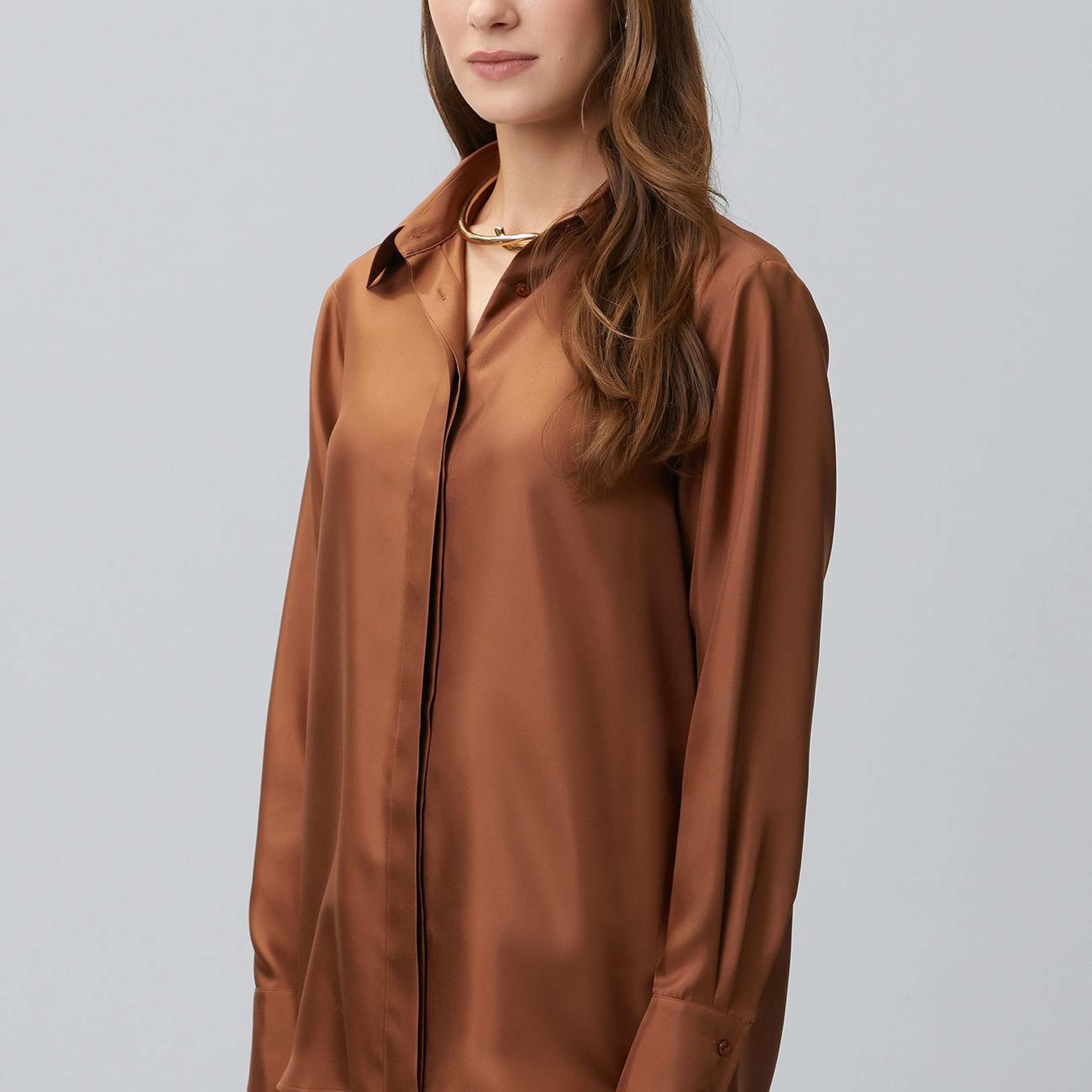 Network Kadın Tarçın Limited İpek Twill Gömlek
