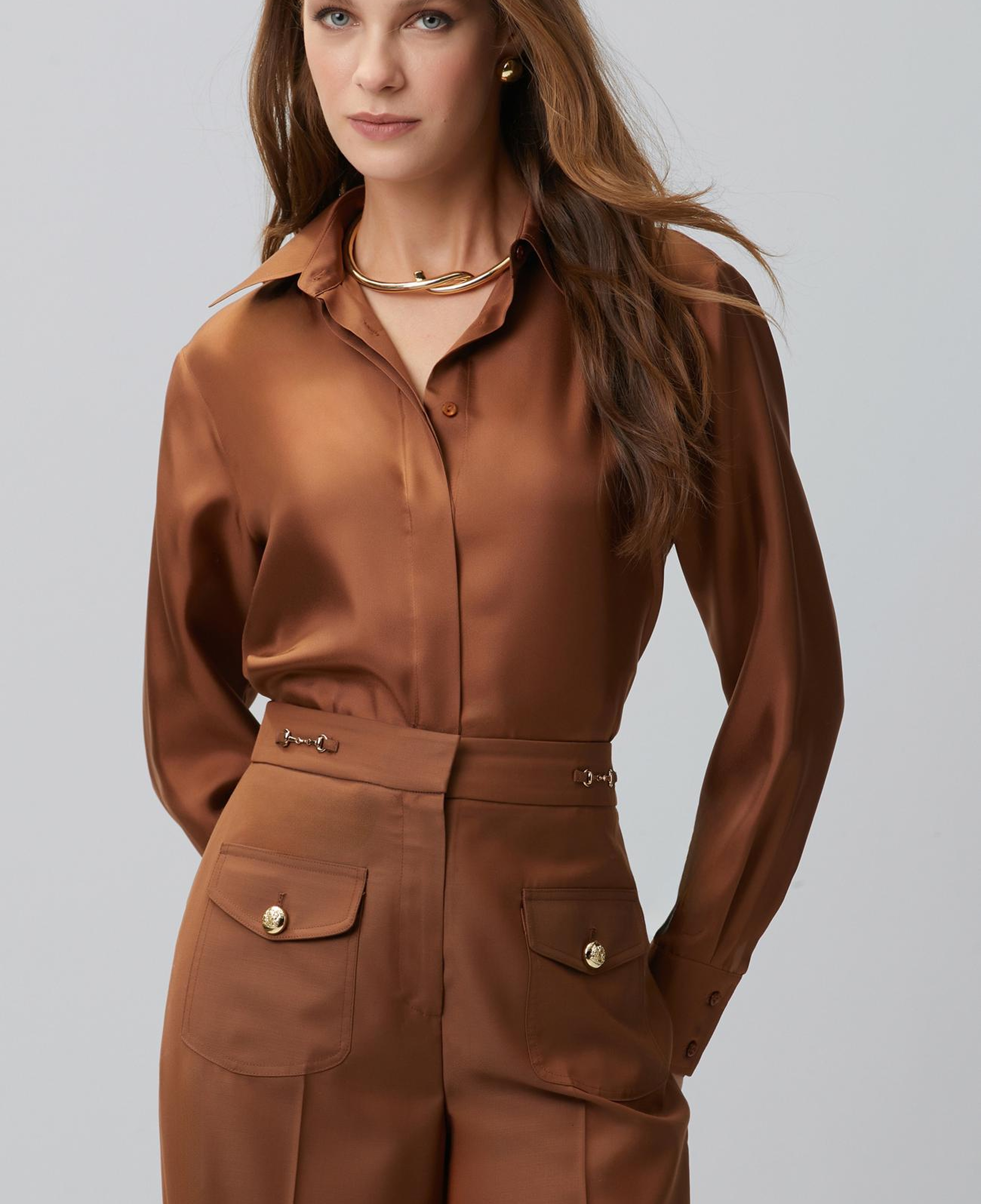 Network Kadın Tarçın Limited İpek Twill Gömlek