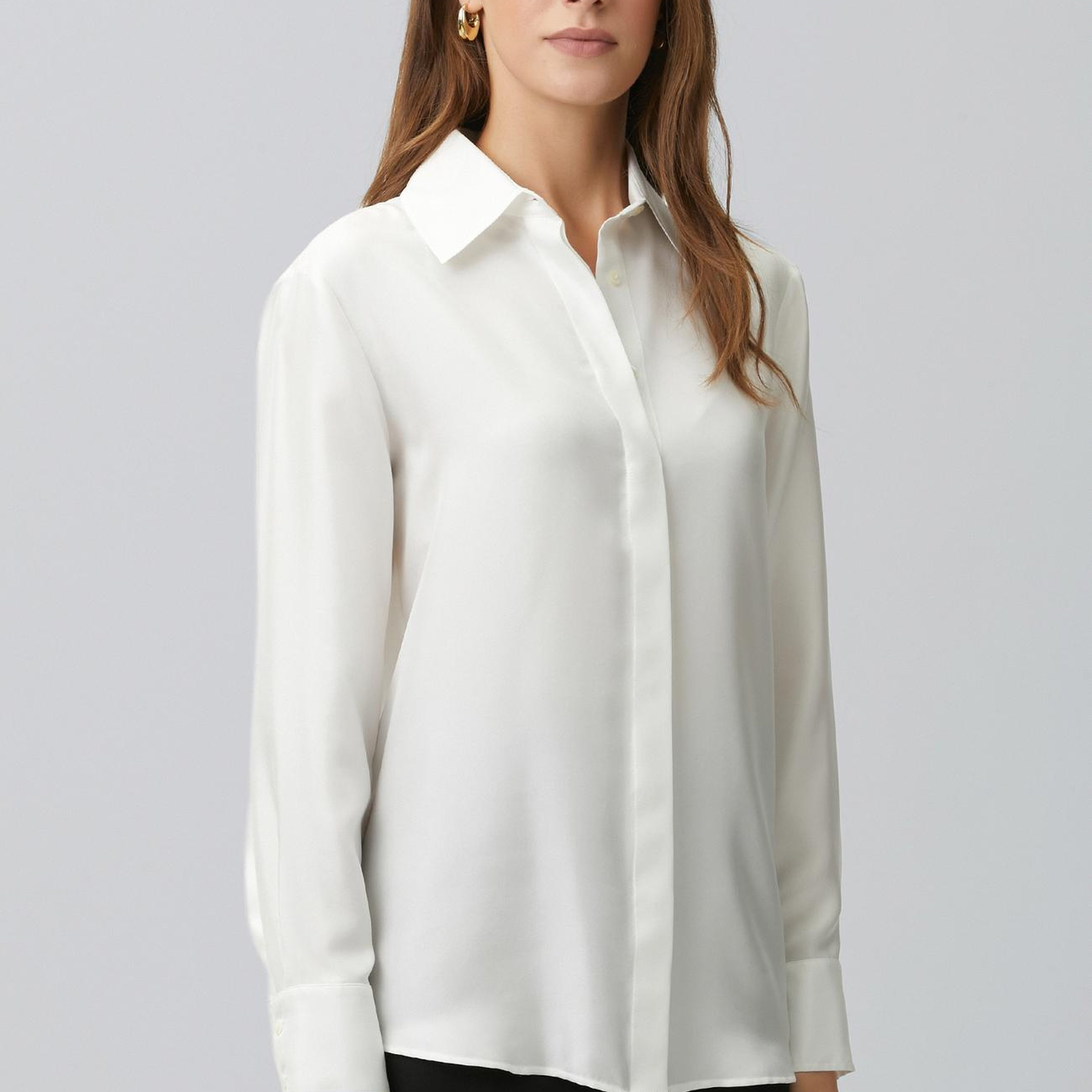 Network Kadın Kırık Beyaz Limited İpek Twill Gömlek