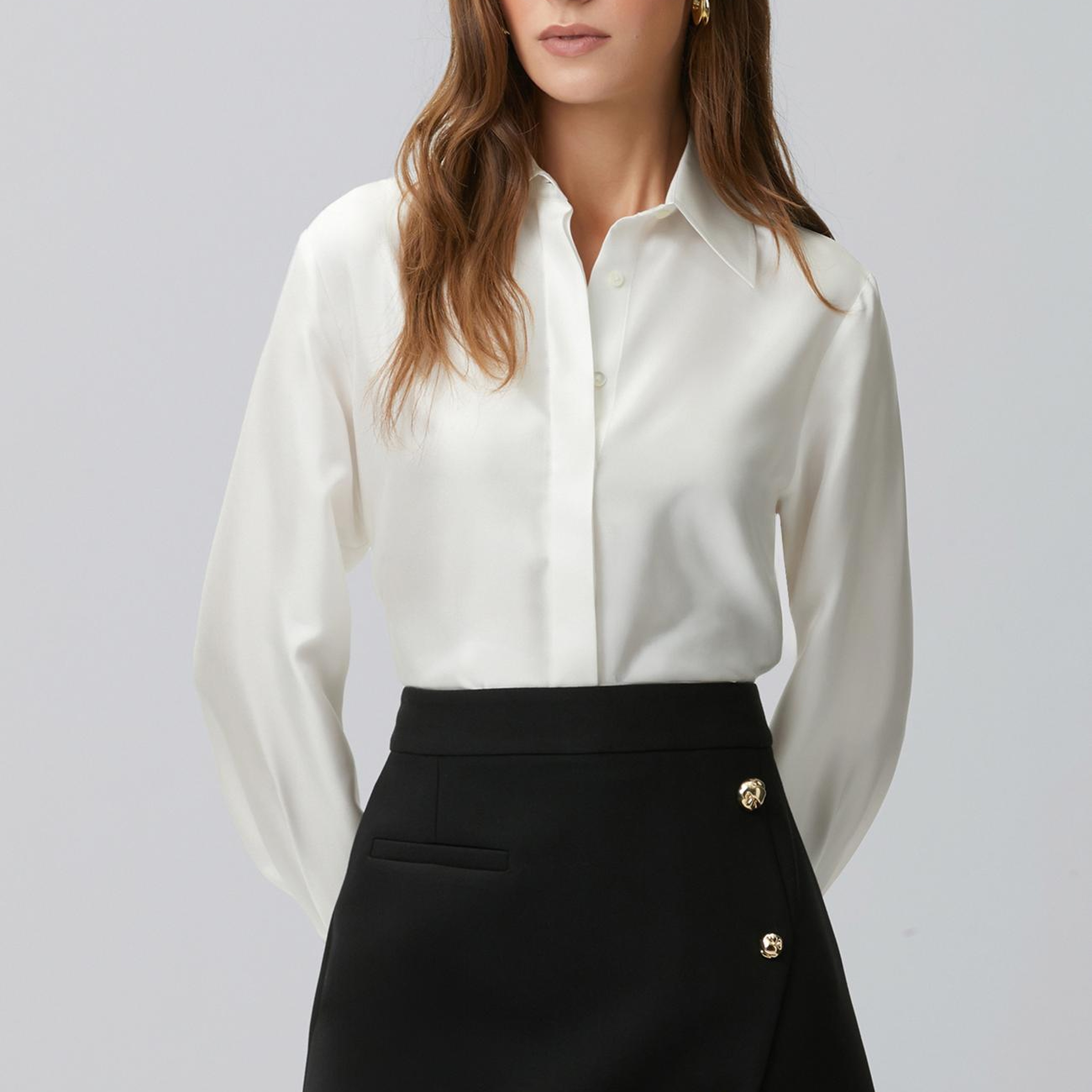 Network Kadın Kırık Beyaz Limited İpek Twill Gömlek
