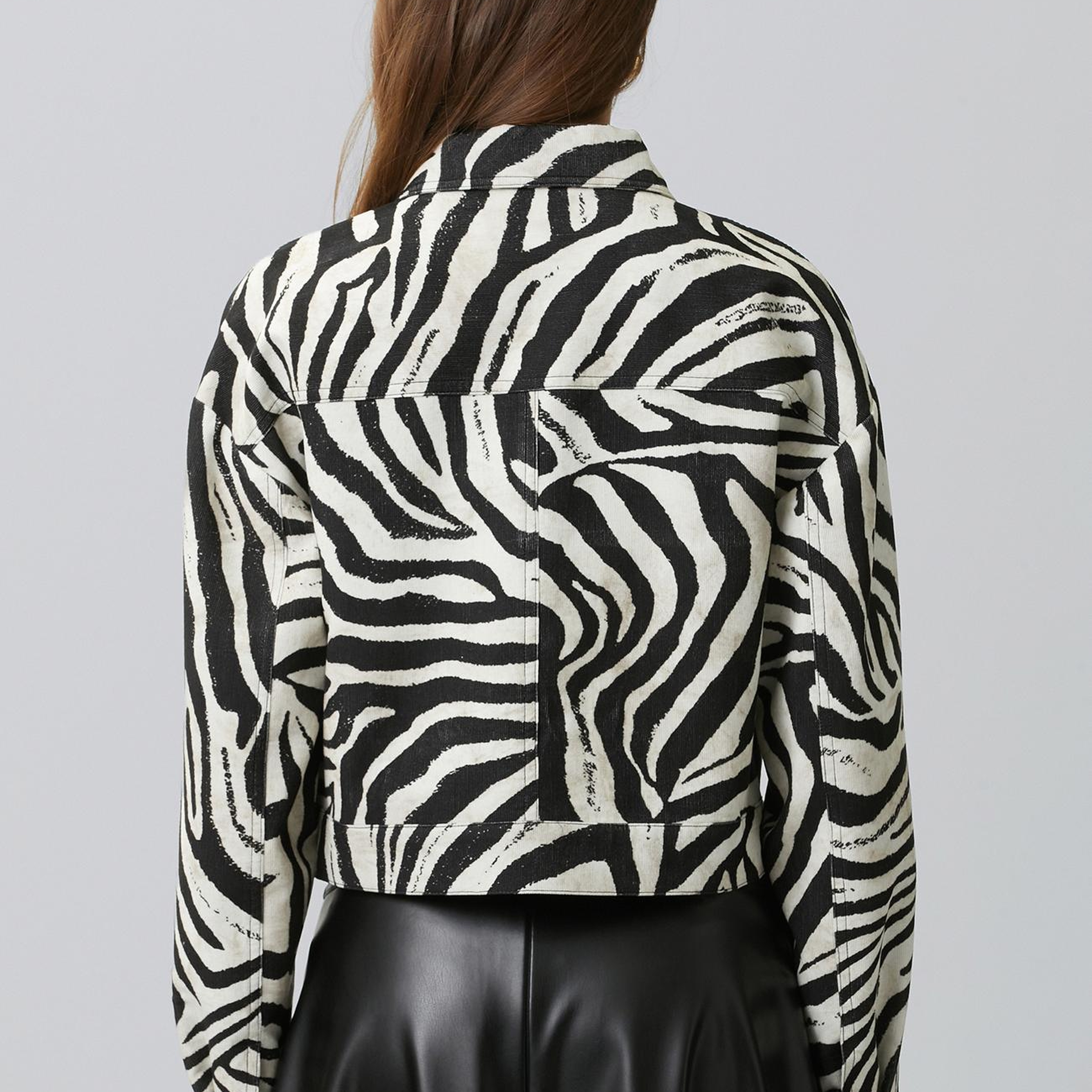 Network Kadın Siyah Kırık Beyaz Animal Print Desenli Mont