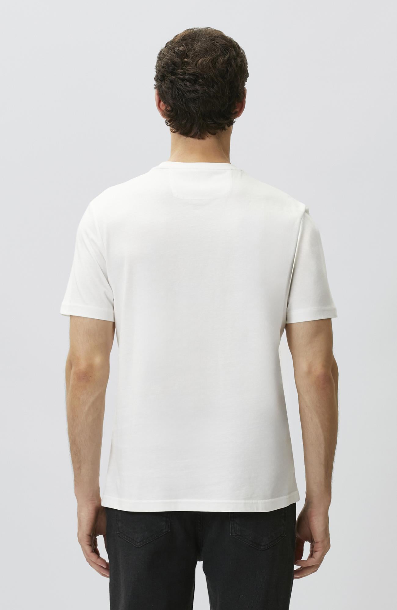 Network Erkek Beyaz Ebru Desenli T-shirt