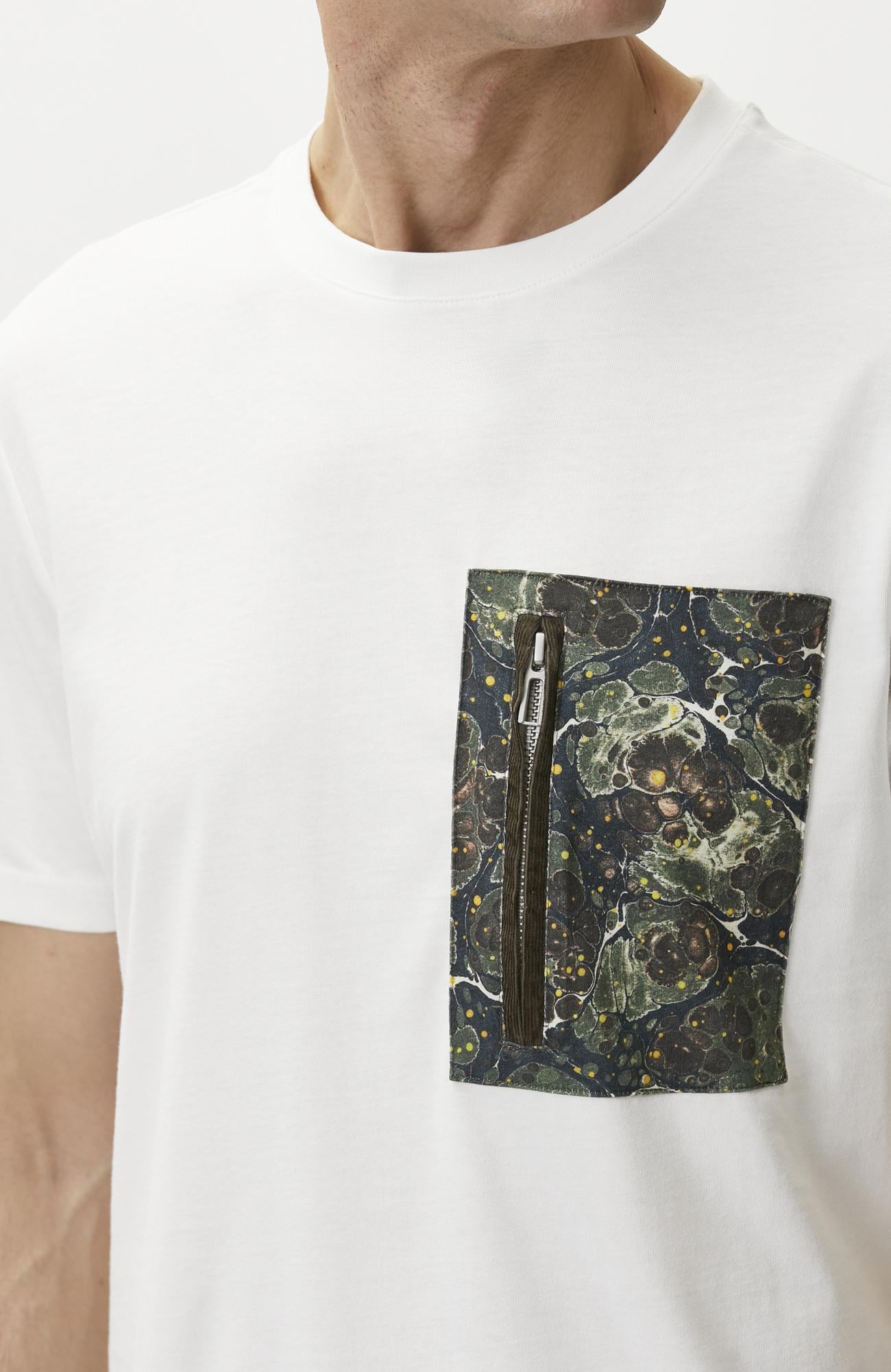 Network Erkek Beyaz Ebru Desenli T-shirt