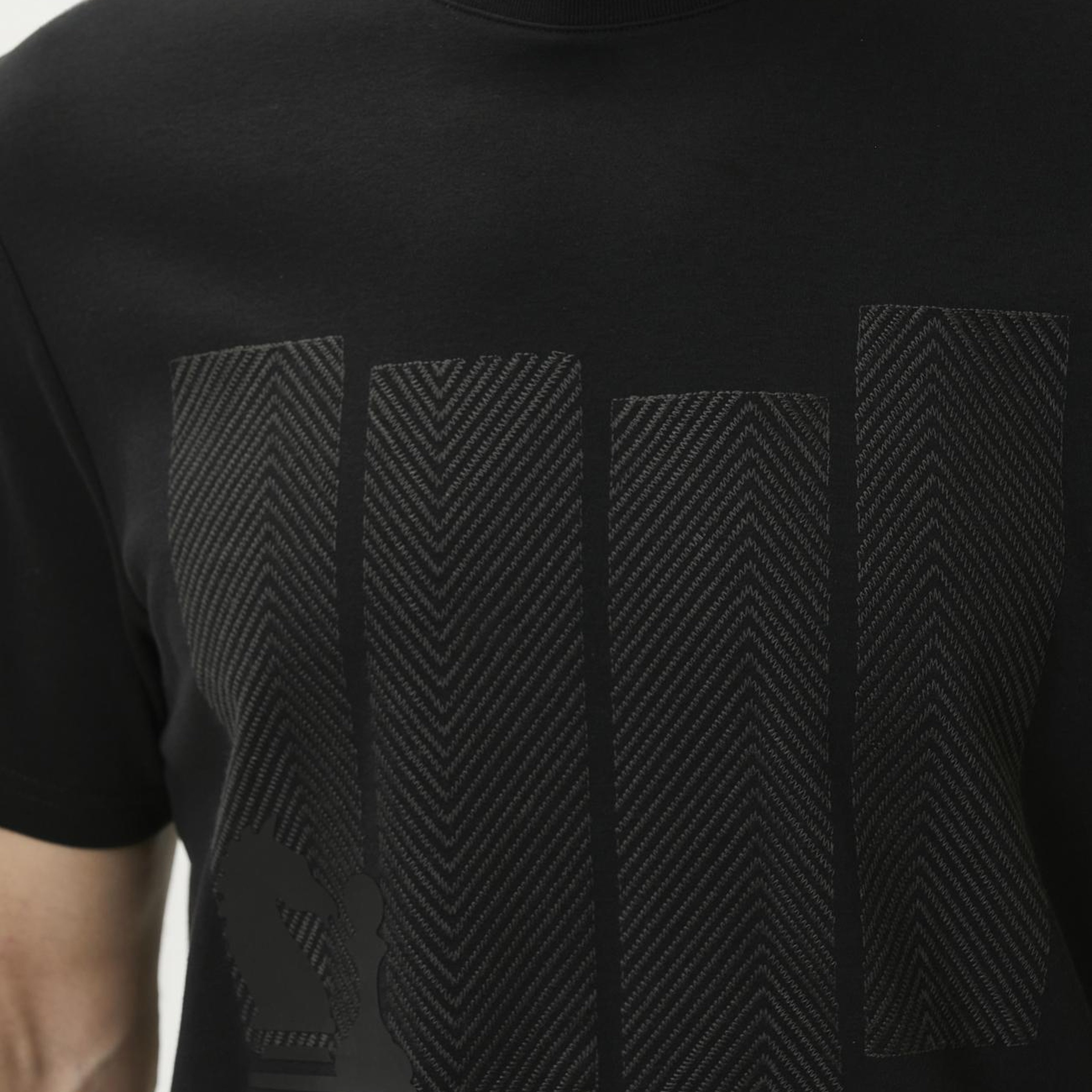 Network Erkek Siyah Satranç Baskılı T-shirt