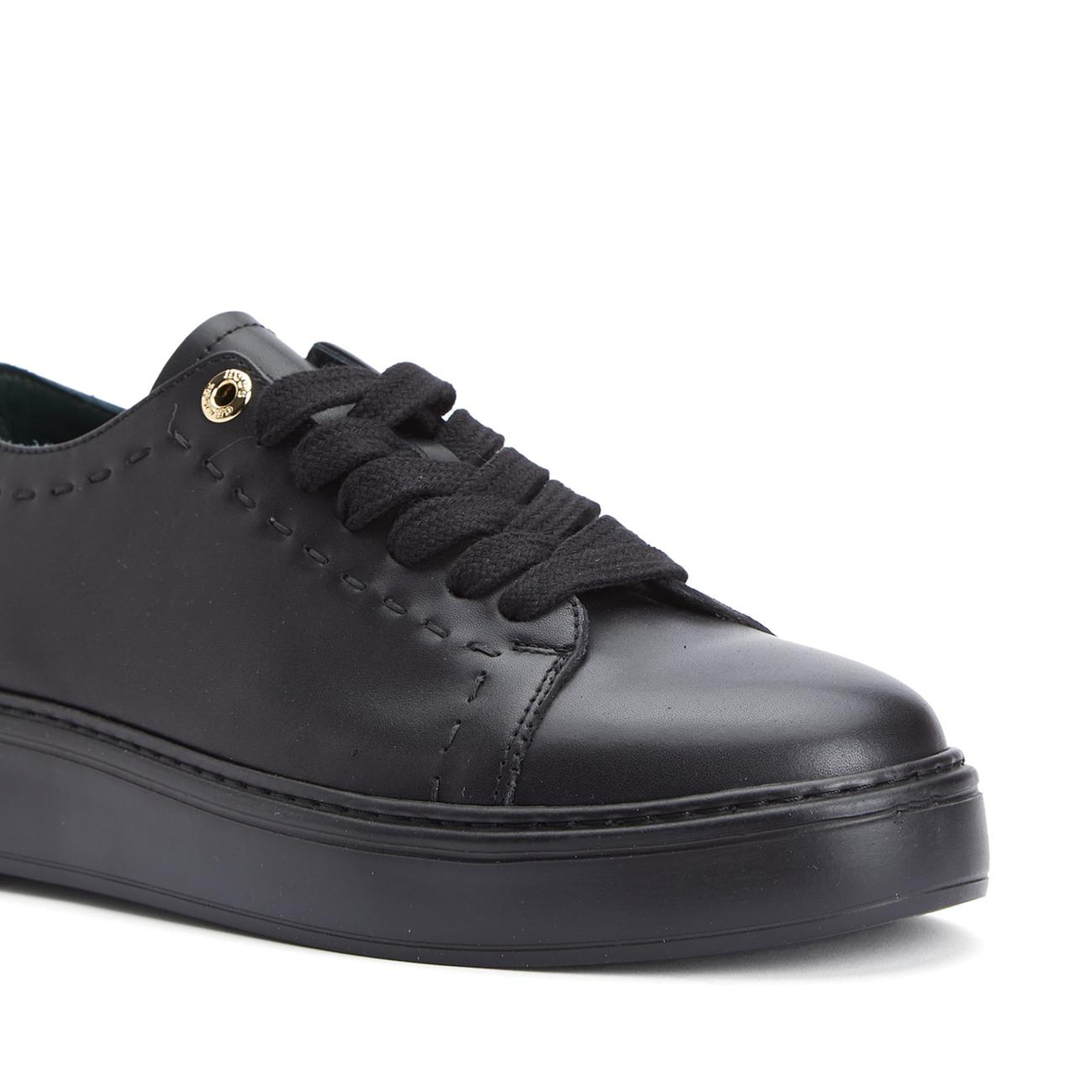 George Hogg Kadın Siyah Saraç Detaylı Deri Sneaker