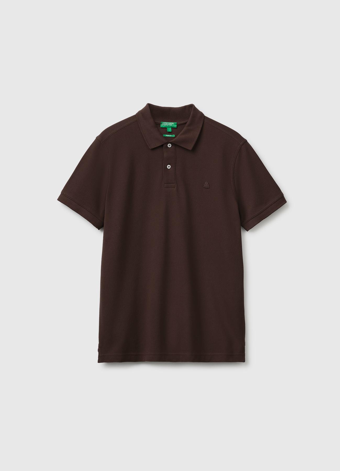 Erkek Koyu Kahverengi Regular Fit Kısa Kollu Polo T-Shirt