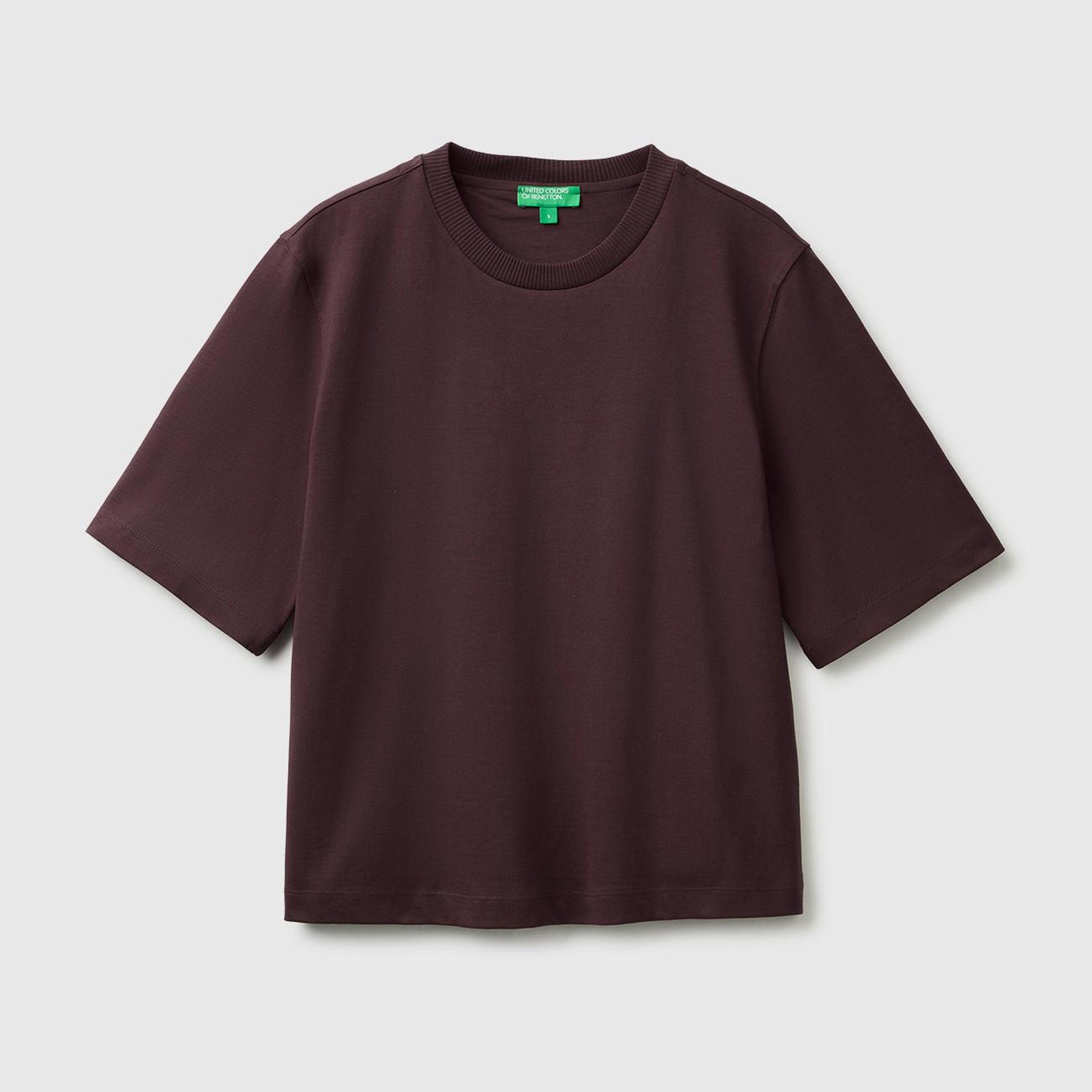 Kadın Kahverengi %100 Koton Boxy Fit T-Shirt