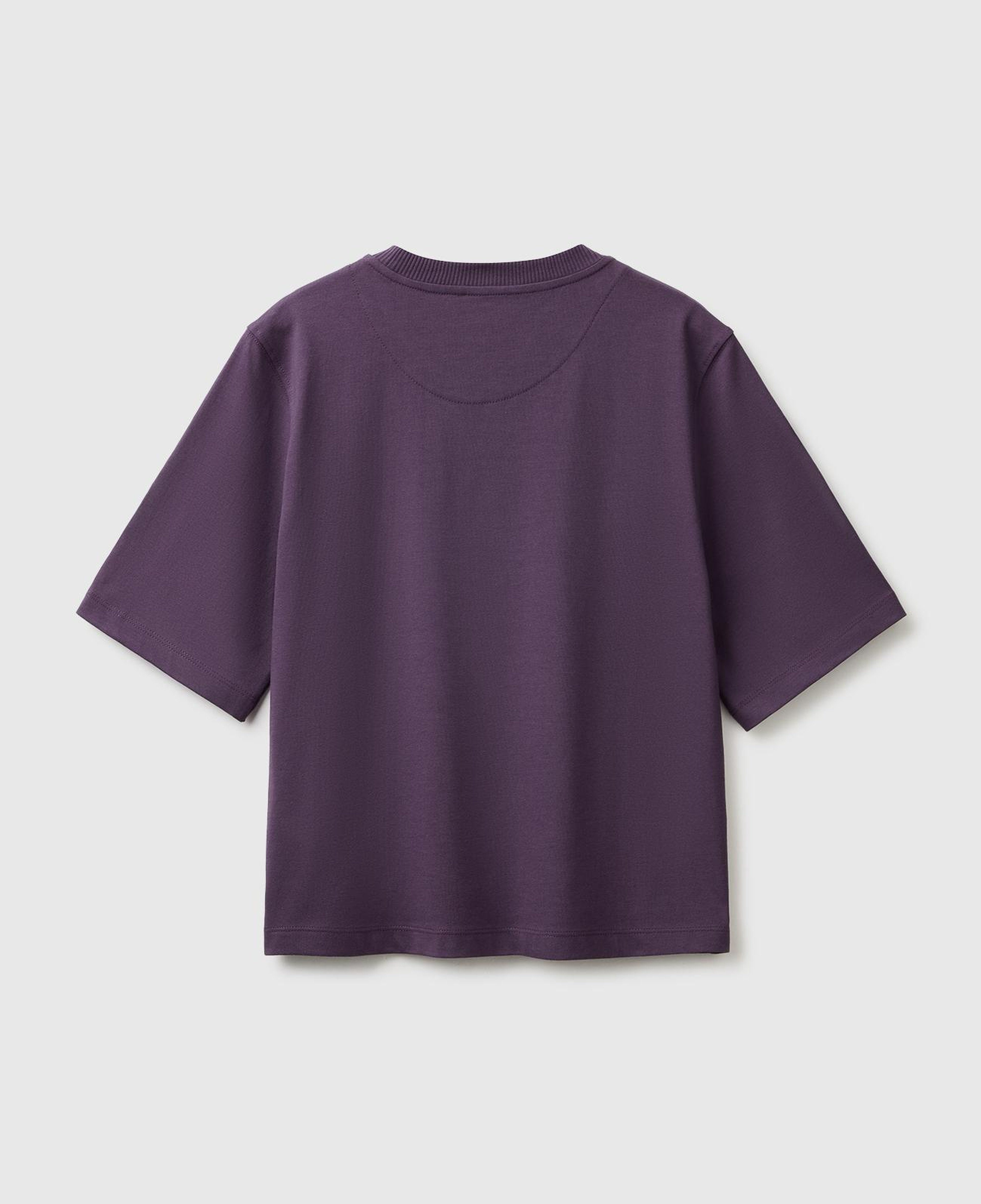 Kadın Koyu Mor %100 Koton Boxy Fit T-Shirt