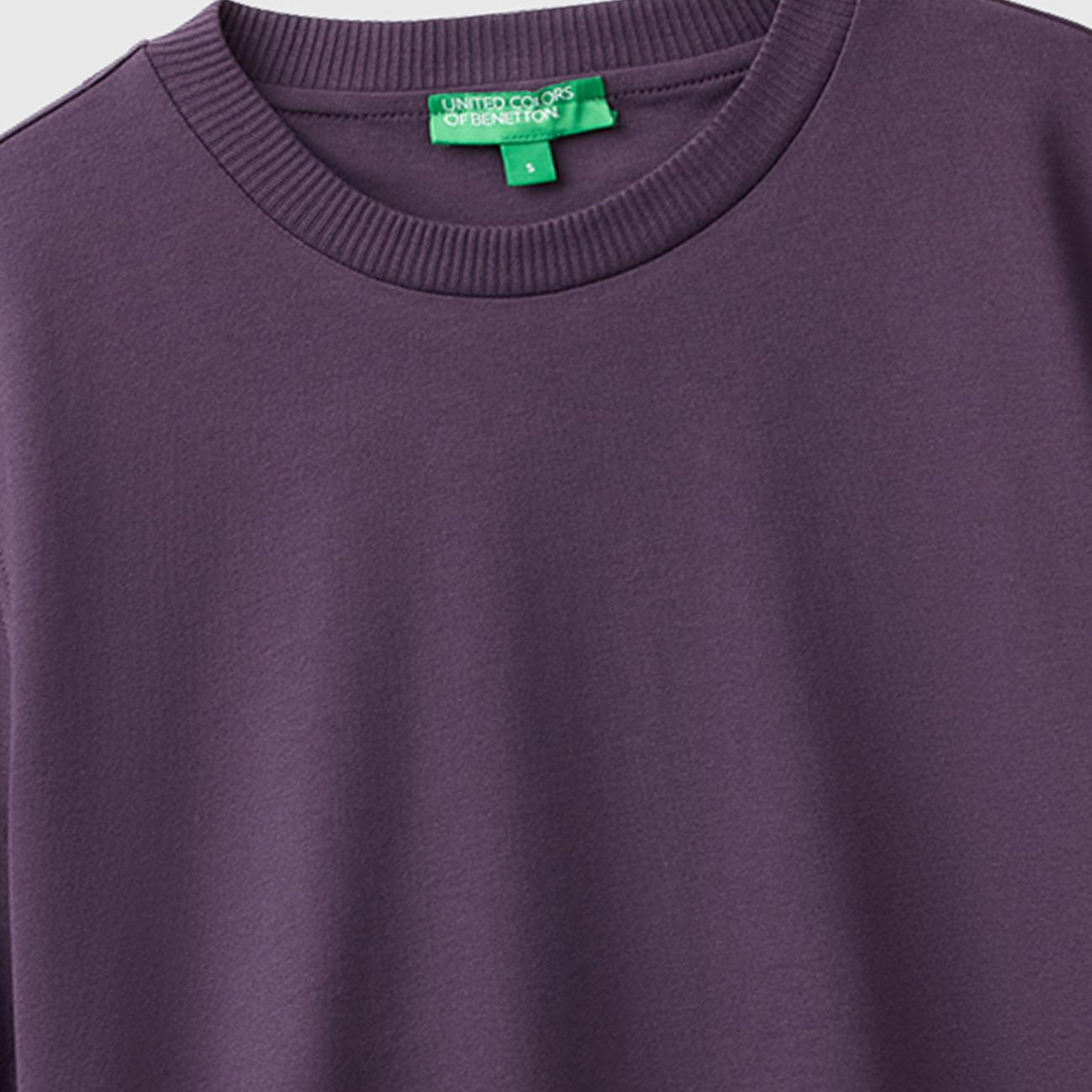 Kadın Koyu Mor %100 Koton Boxy Fit T-Shirt