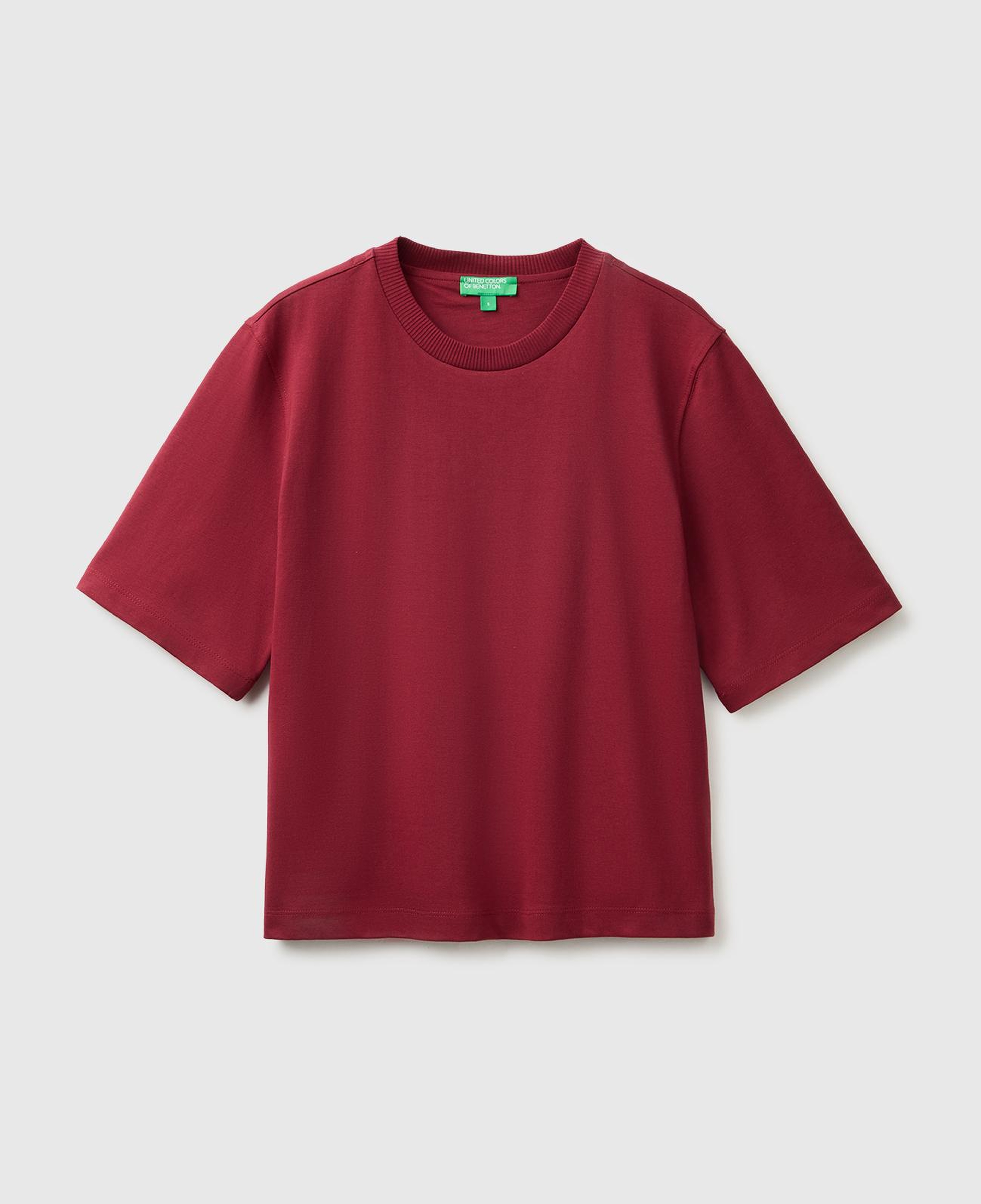 Kadın Mürdüm %100 Koton Boxy Fit T-Shirt