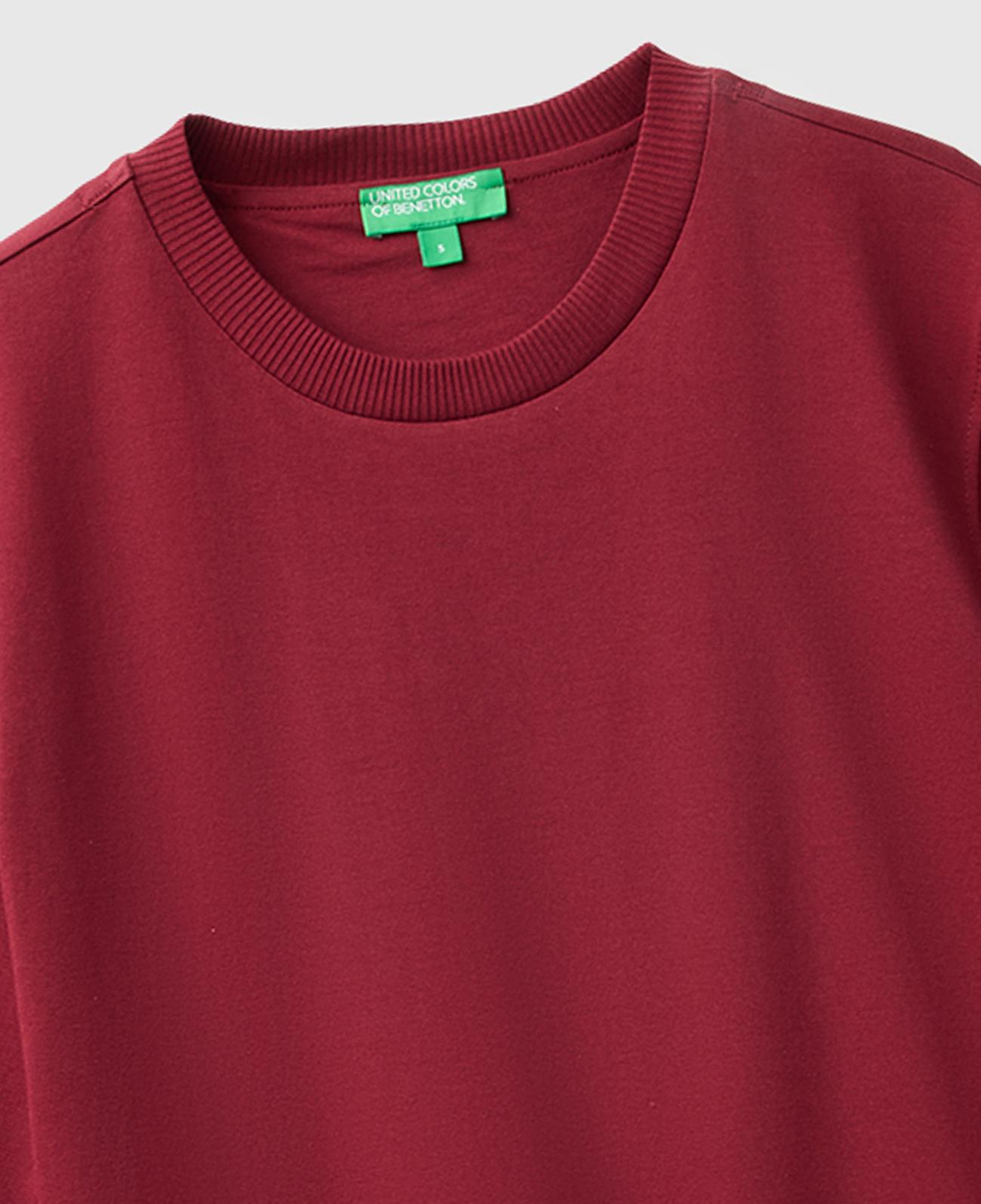 Kadın Mürdüm %100 Koton Boxy Fit T-Shirt