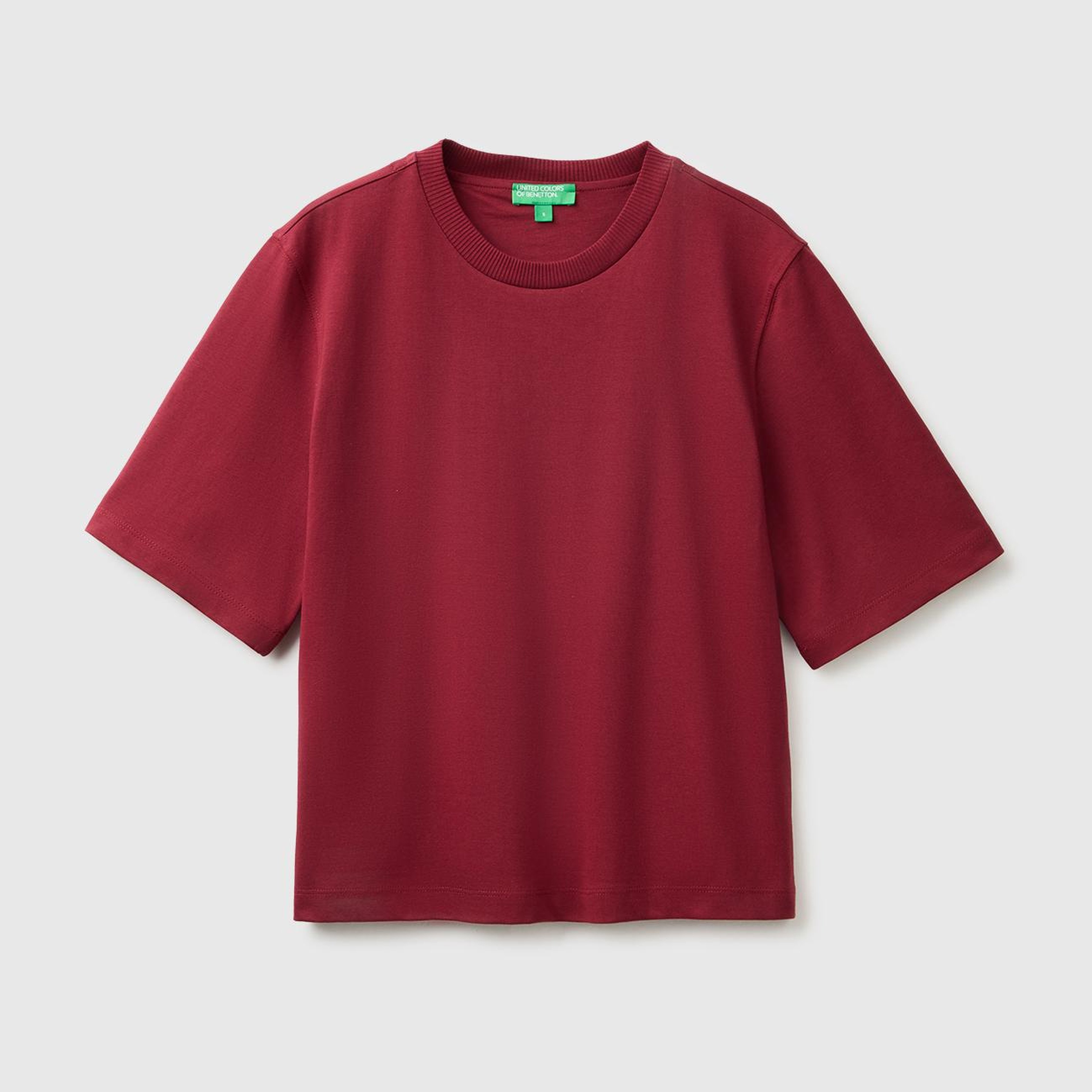 Kadın Mürdüm %100 Koton Boxy Fit T-Shirt