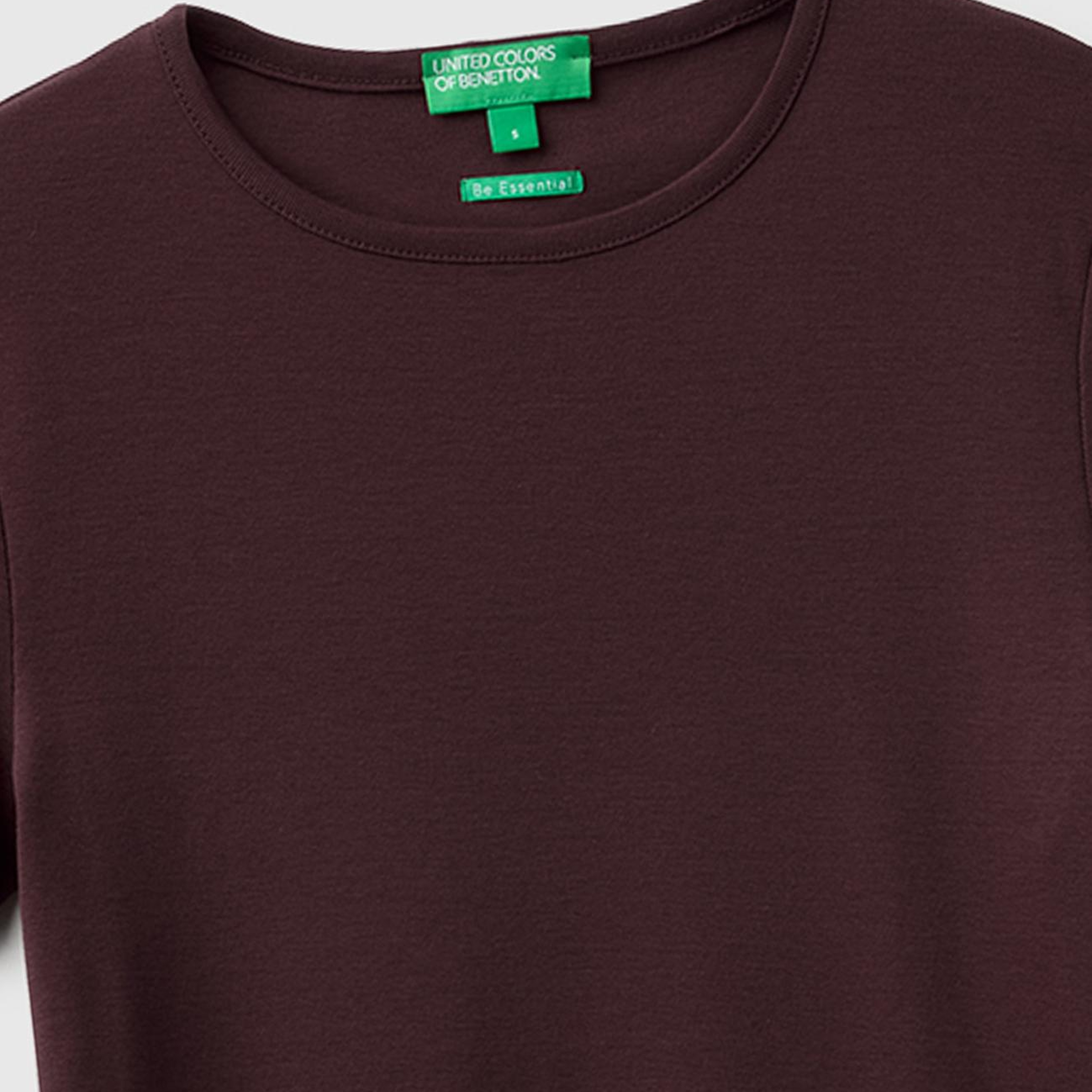 Kadın Kahverengi %100 Pamuk Bisiklet Yaka T-Shirt
