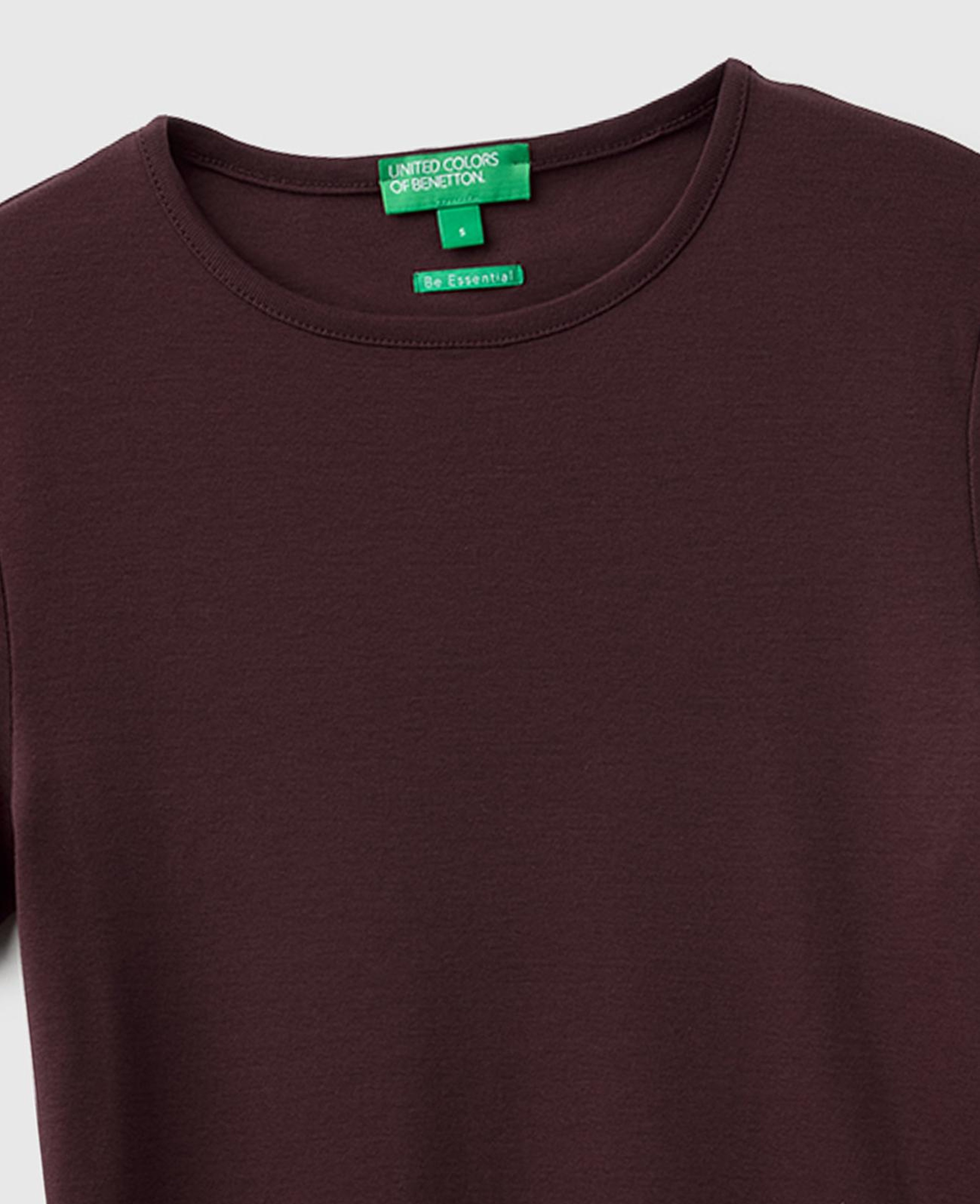 Kadın Kahverengi %100 Pamuk Bisiklet Yaka T-Shirt